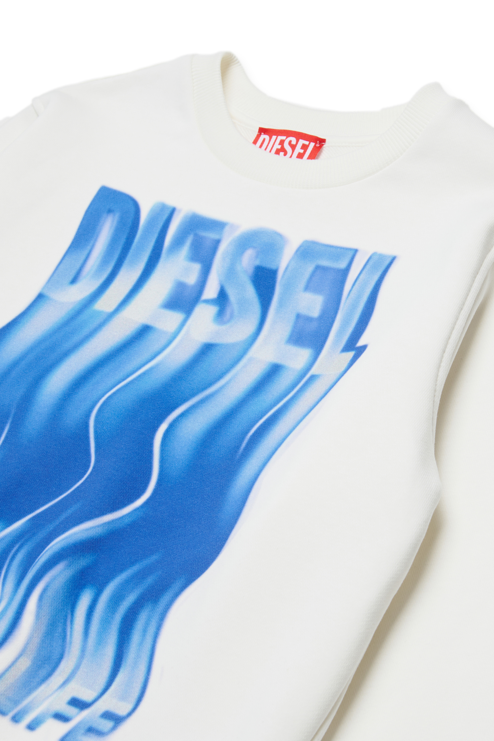 Diesel - SWIGGLY OVER, Sudadera con estampado de logo en ondas Hombre in Blanco - 3