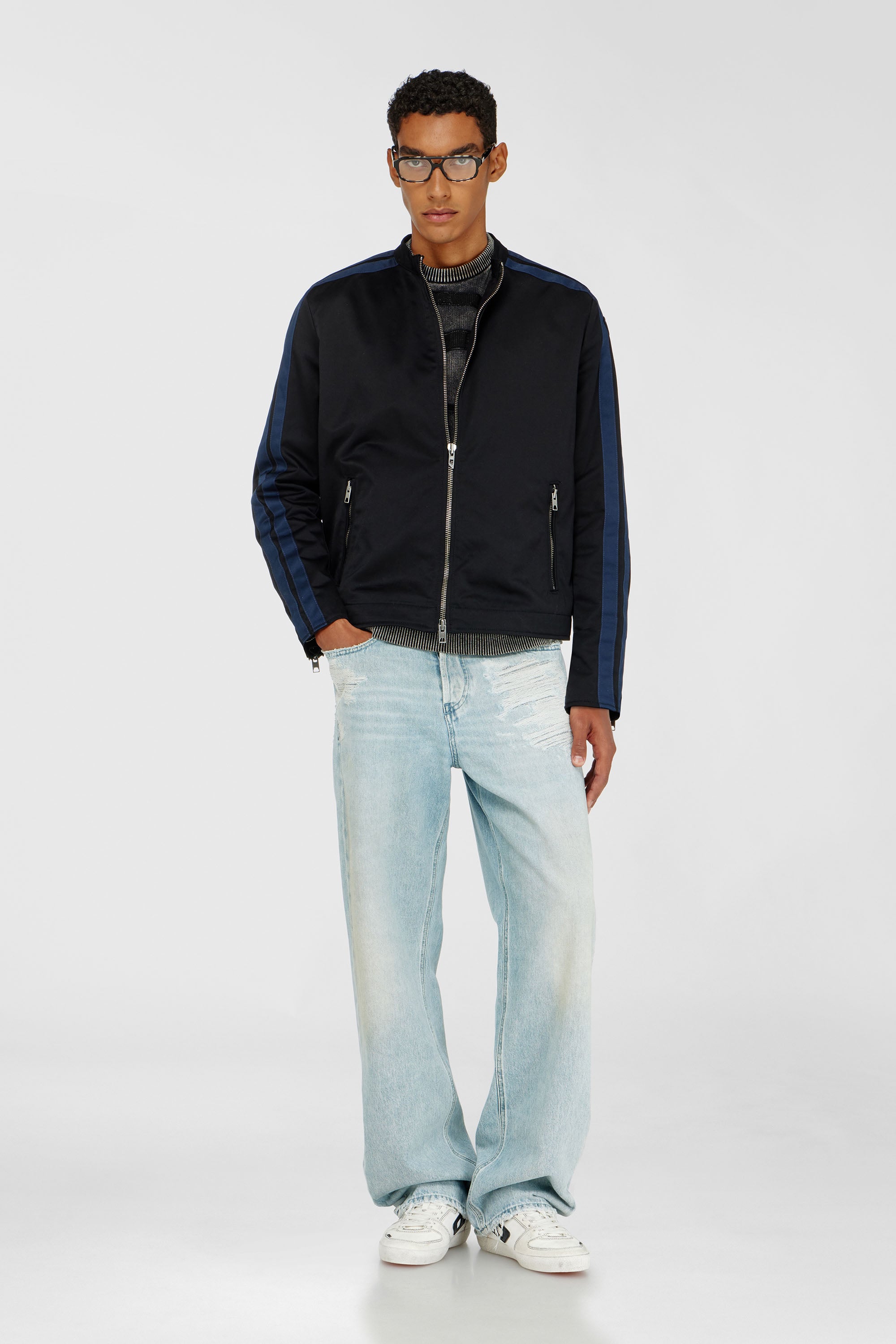Diesel - J-NAEL, Chaqueta biker deportiva en mezcla de algod&oacute;n t&eacute;cnico Hombre in Multicolor - 2