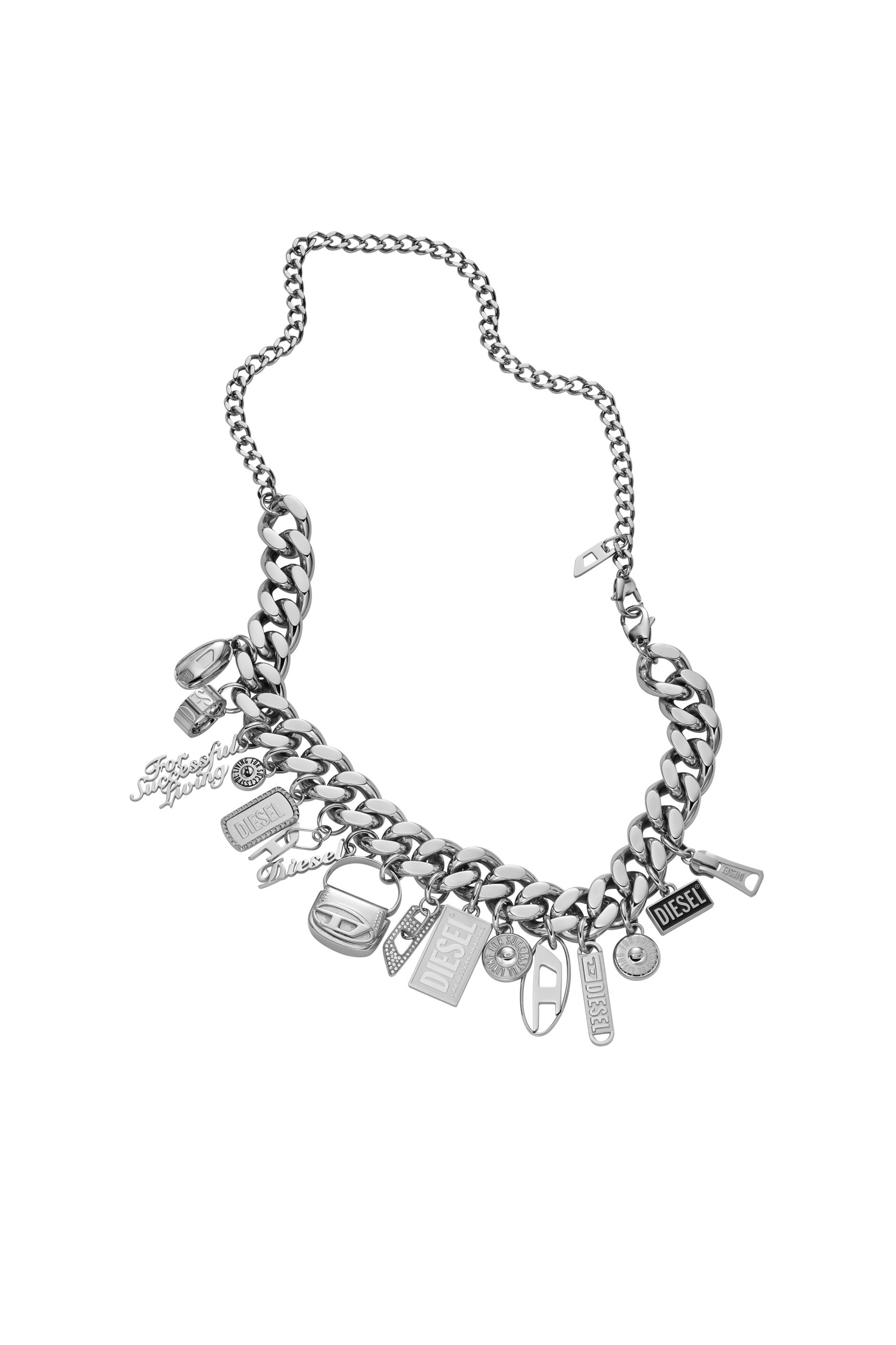 Diesel - DX1521 JEWEL, Unisex Collar de cadena con colgantes de acero inoxidable in Plateado - Image 2