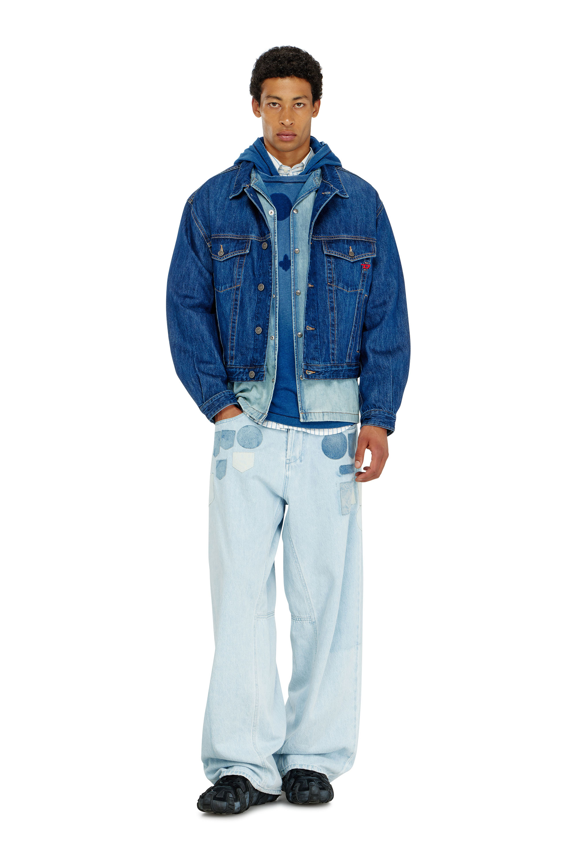 Diesel - T-NOX-LS-HOOD, Camiseta con capucha y manga larga con parches efecto sombra Hombre in ToBeDefined - 1