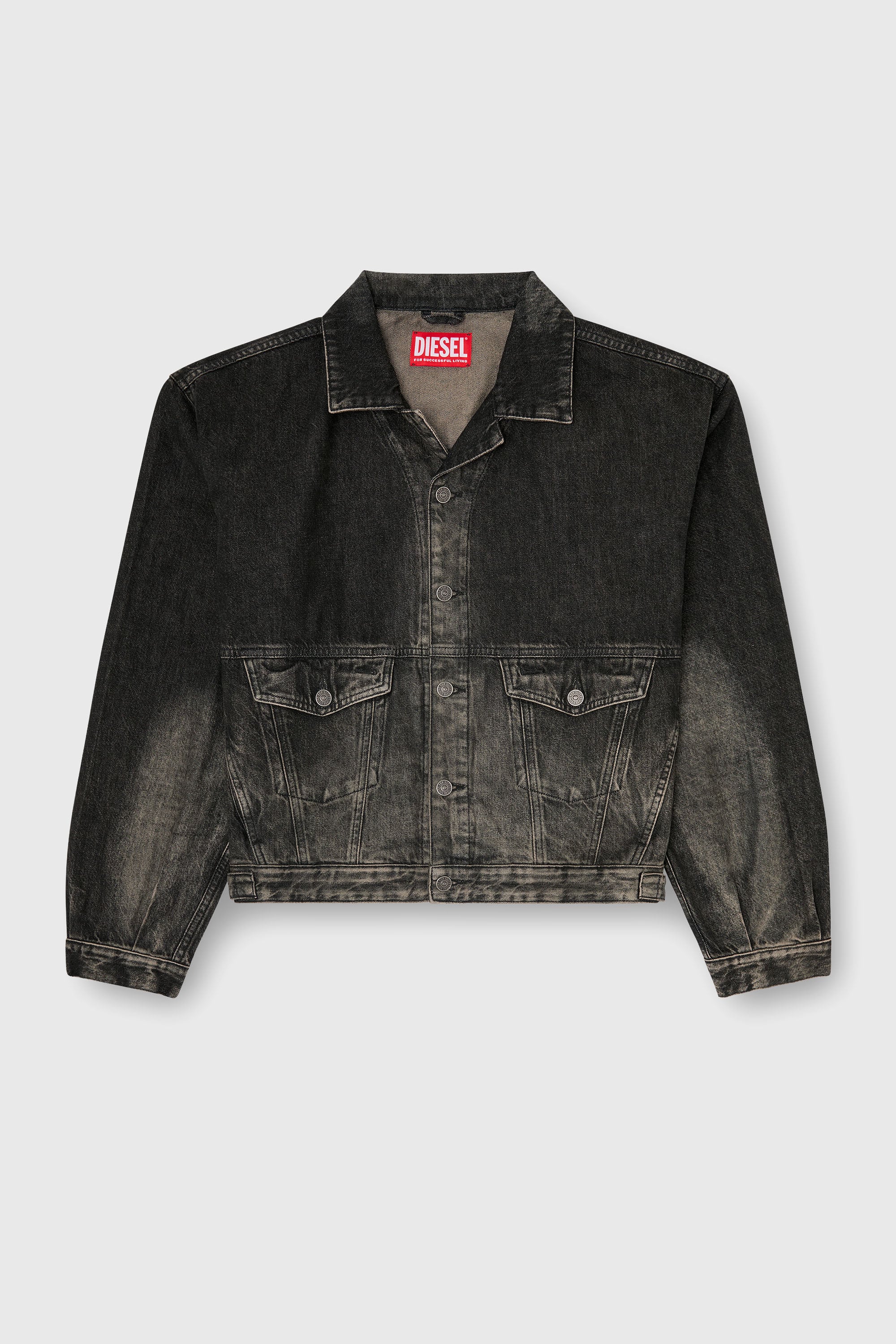 Diesel - D-MORGHI-FSJ, Chaqueta vaquera efecto sucio Hombre in Negro - 2
