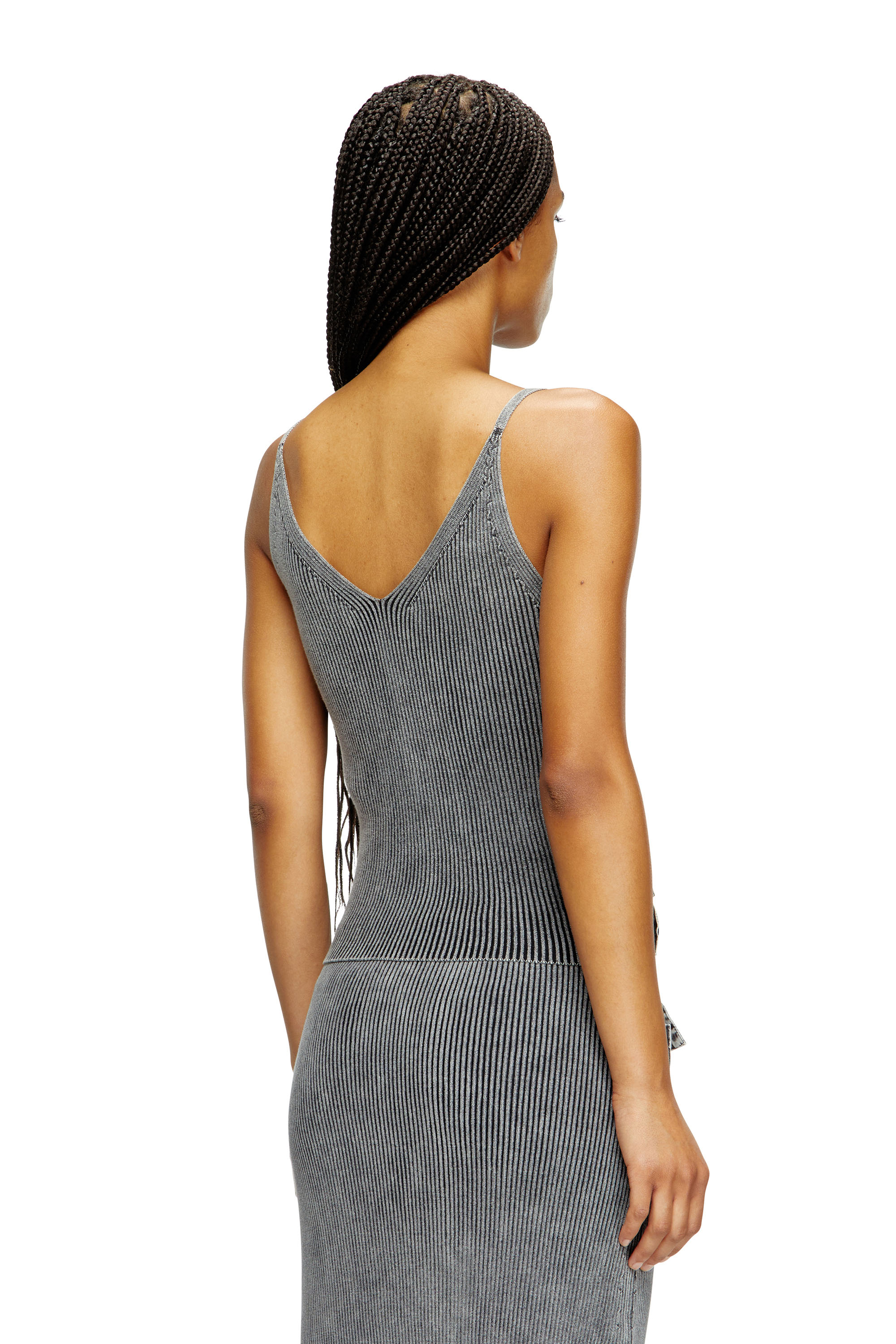 Diesel - M-MELLY, Camiseta tejida con tirantes y bolsillos cargo de denim Mujer in Gris - 4