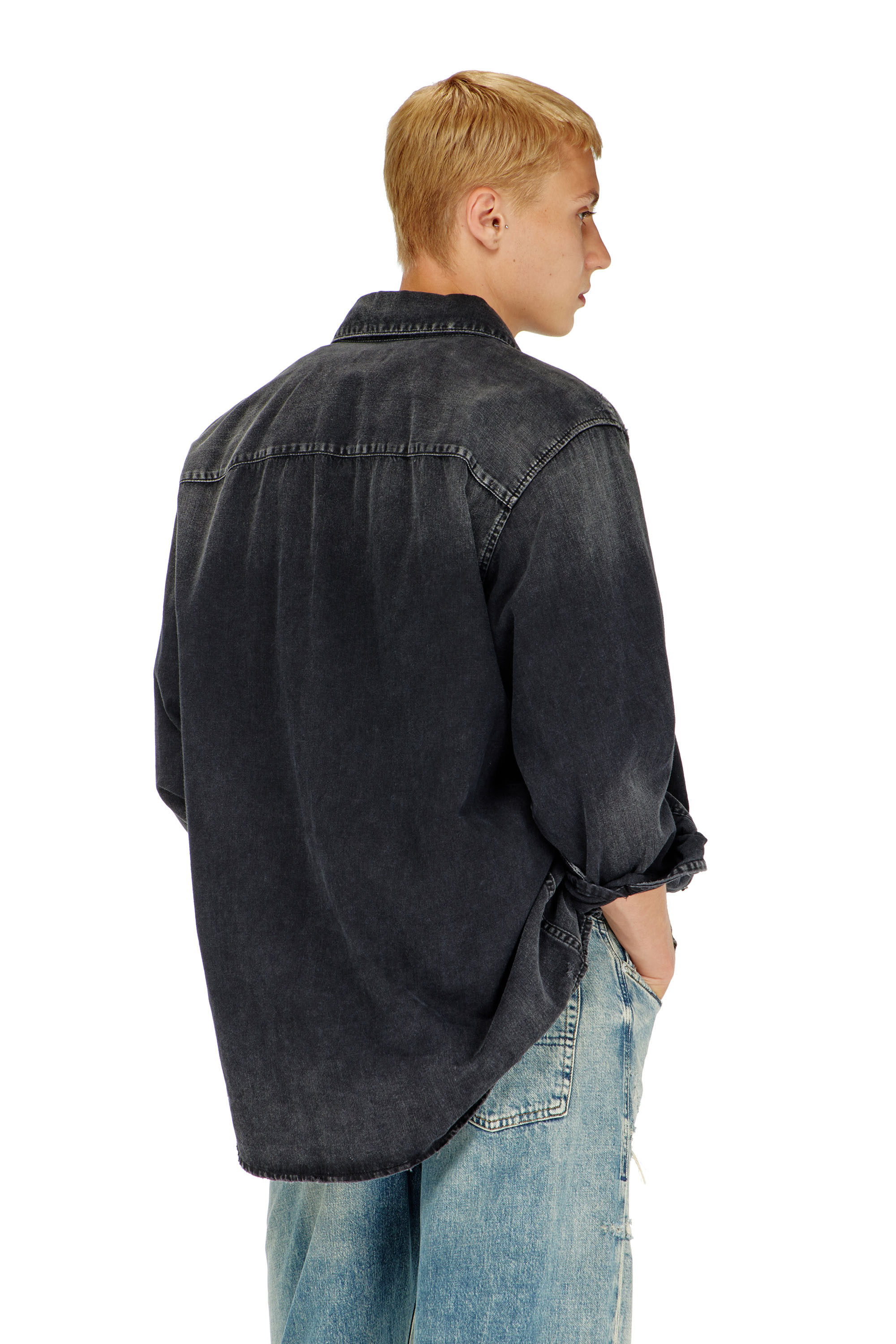Diesel - D-SIMPLY, Camisa de denim de manga larga Hombre in Negro - 4