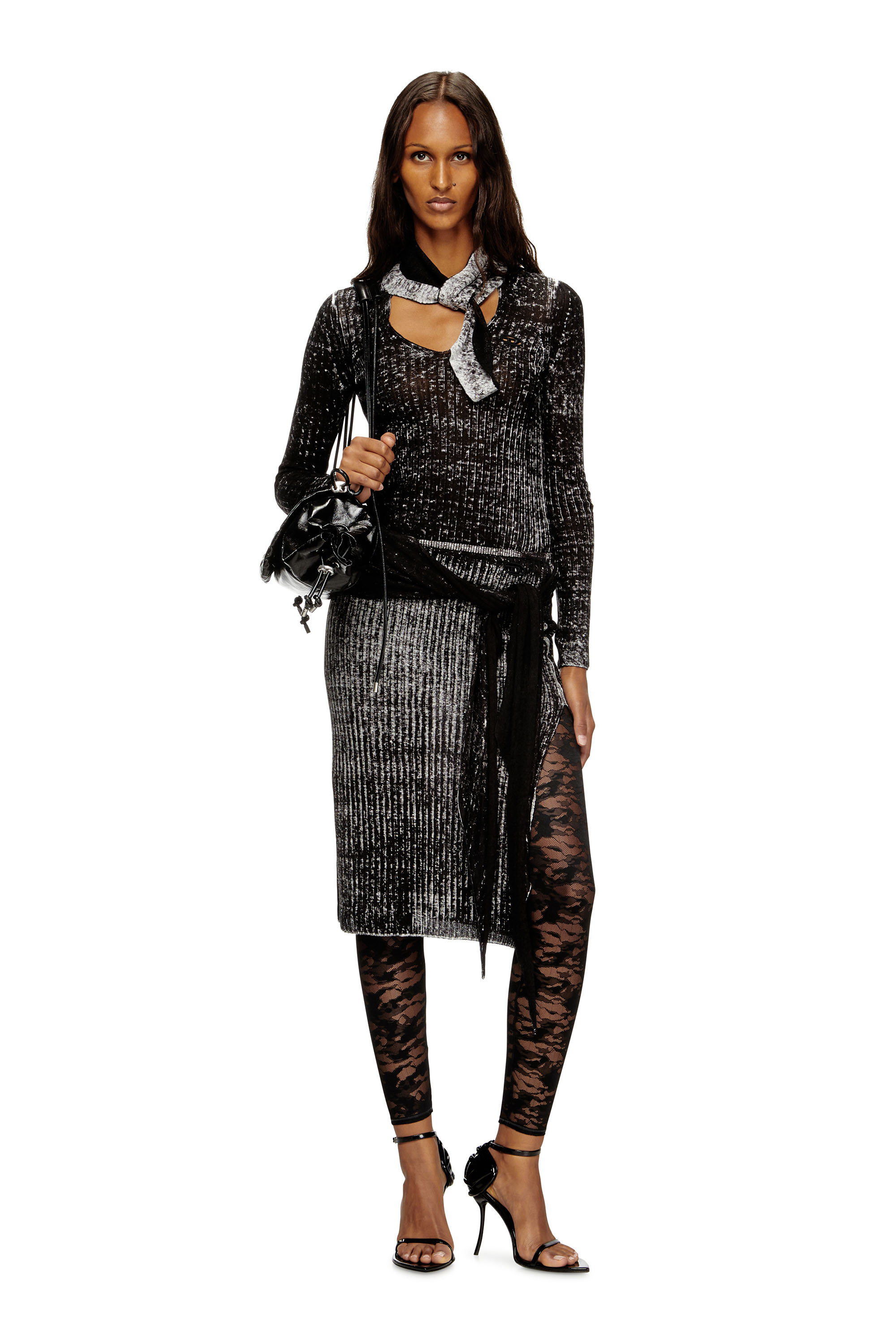 Diesel - CLAIRE-UTLT, Woman's Camo lace leggings in Black - 5