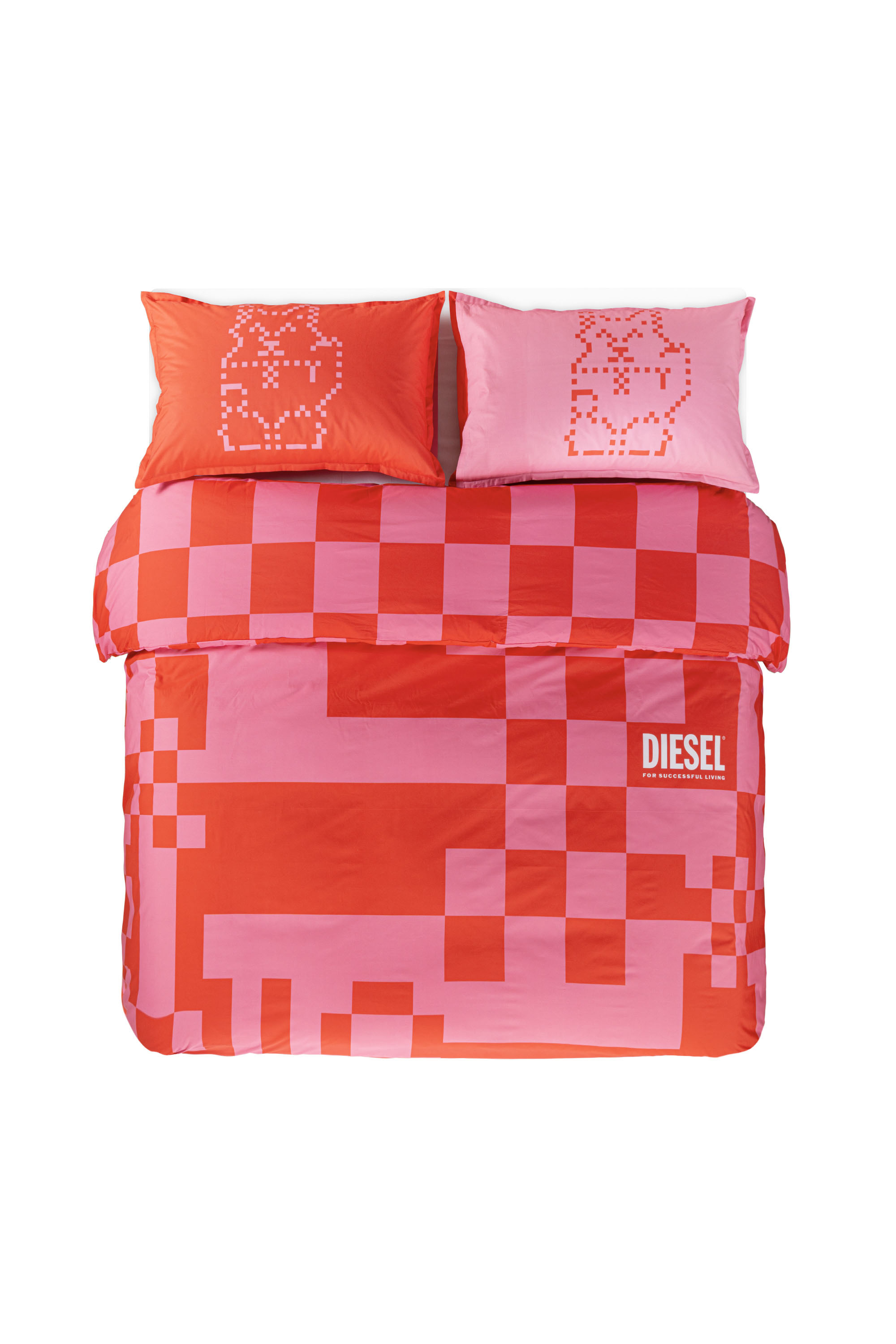 Diesel - 1018118  PIXEL DUCKS PINK/RED PERCALE DU, Juego de funda n&oacute;rdica de percal para cama queen size Unisex in Rojo - 1