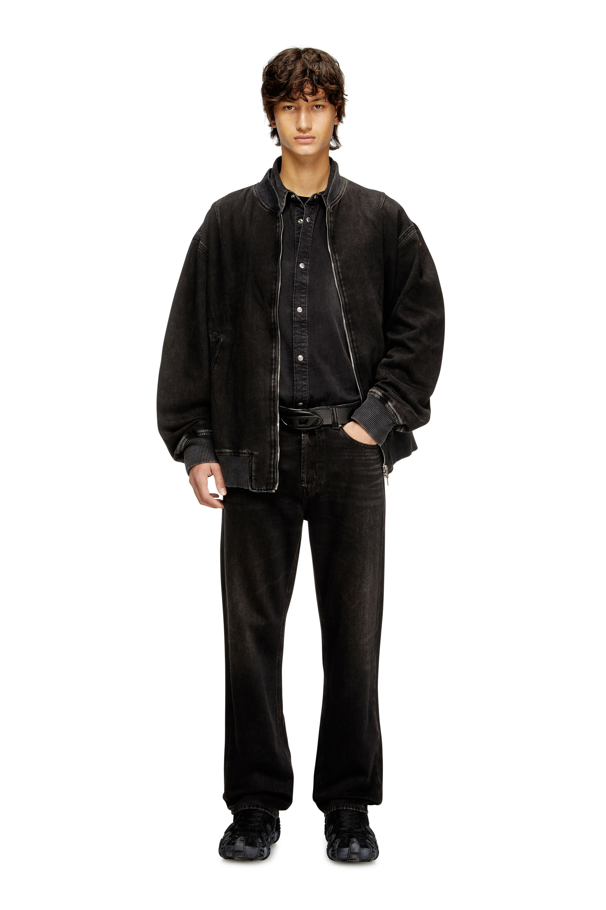 Diesel - D-VINZ, Chaqueta bomber en denim de lavado impecable Hombre in Negro - 2