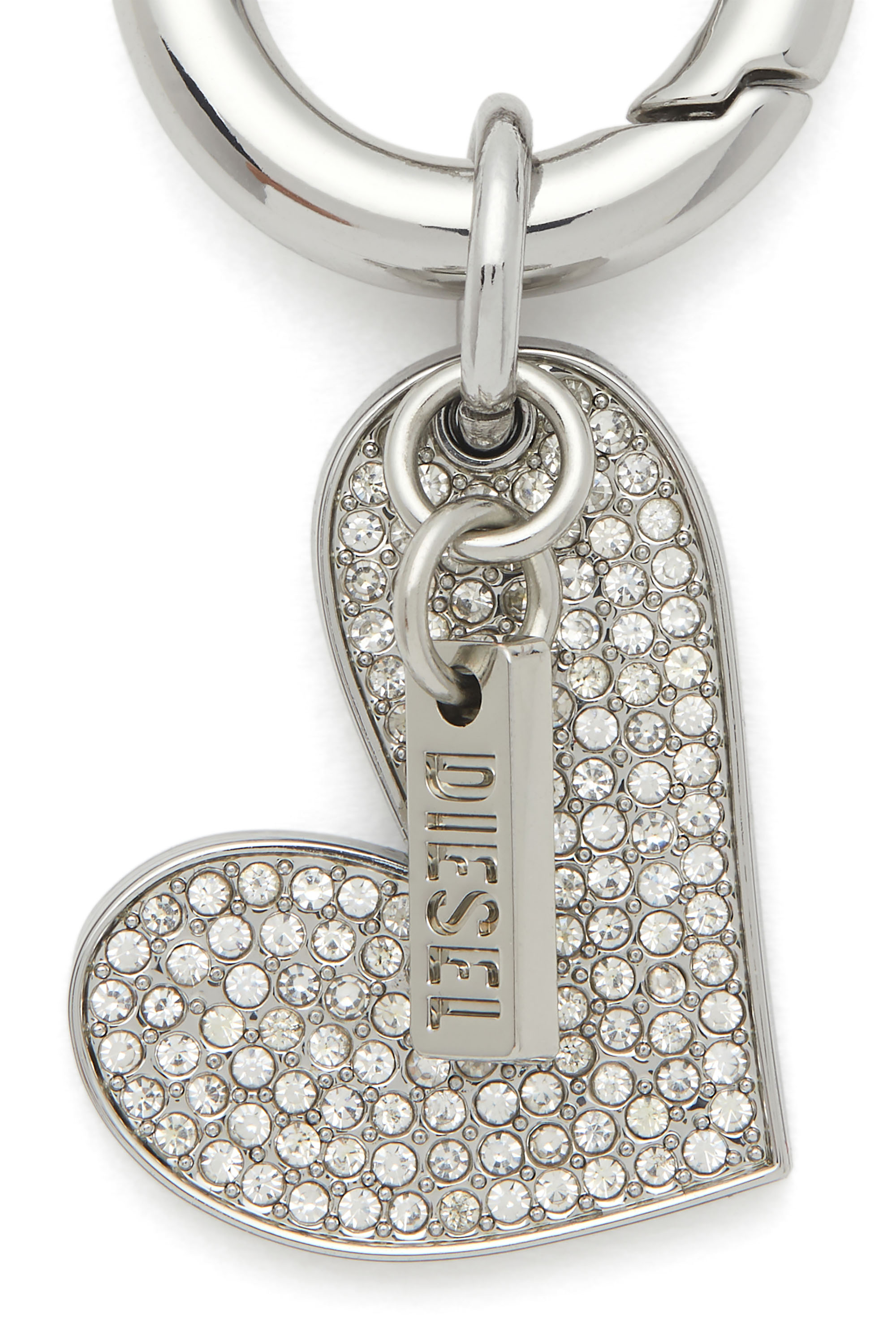 Diesel - CHARM-HEART, Colgante de corazón de metal con pedrería Mujer in Plateado - 2