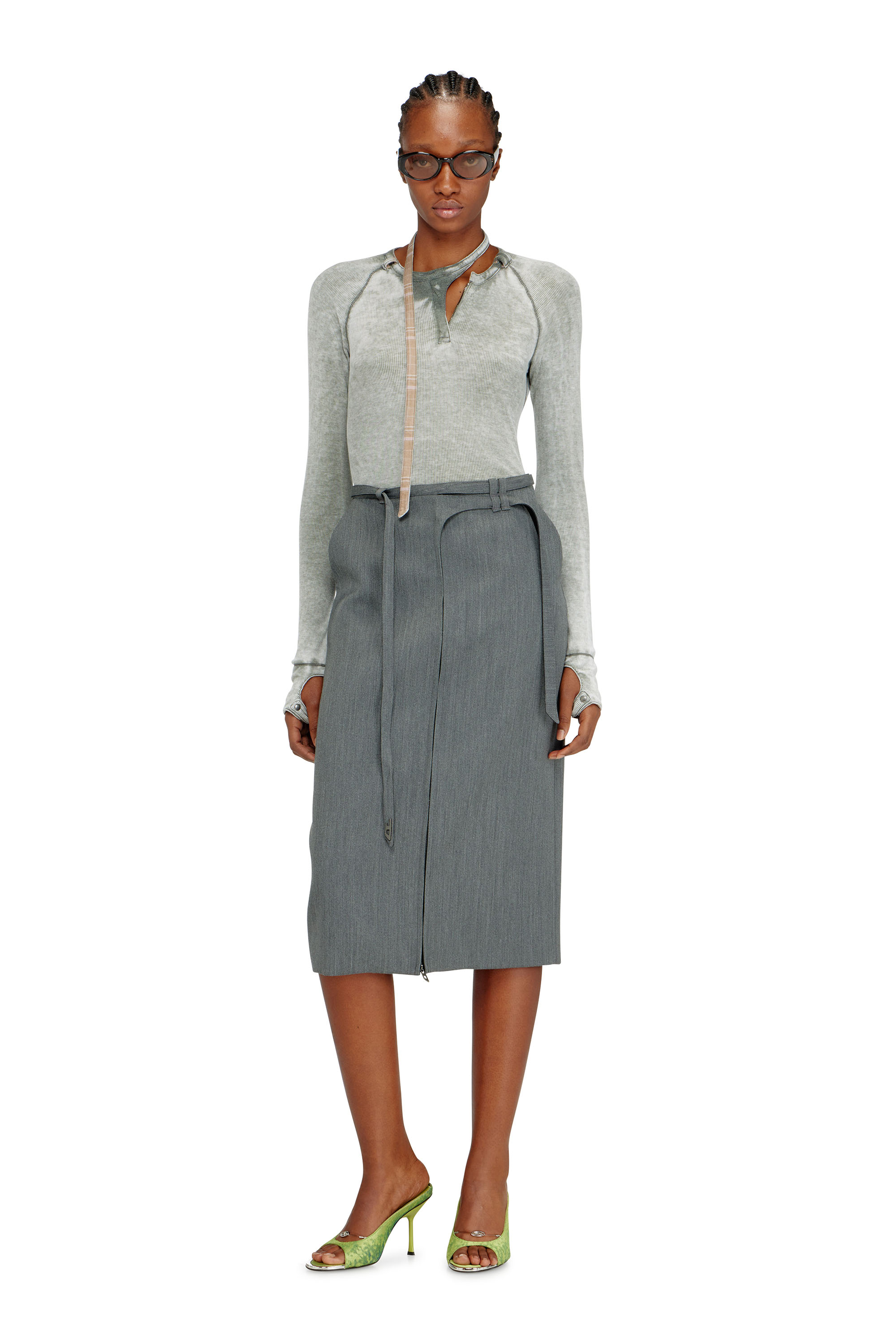 Diesel - T-ECLA, Top de canal&eacute; con correa de cuello biker Mujer in ToBeDefined - 2