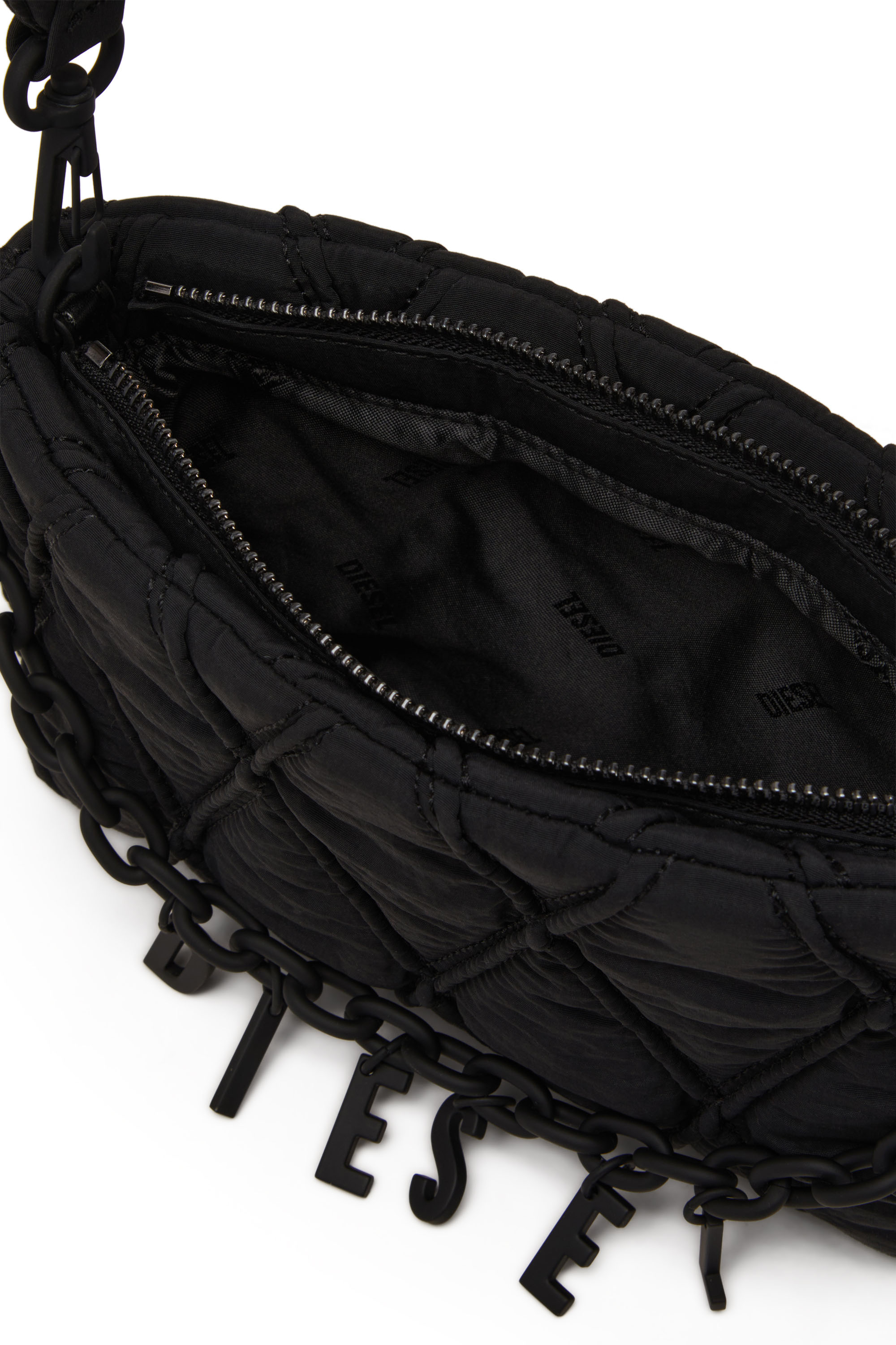 Diesel - CHARM-D POUCH, Bolso de mano de nailon acolchado Mujer in Negro - 4