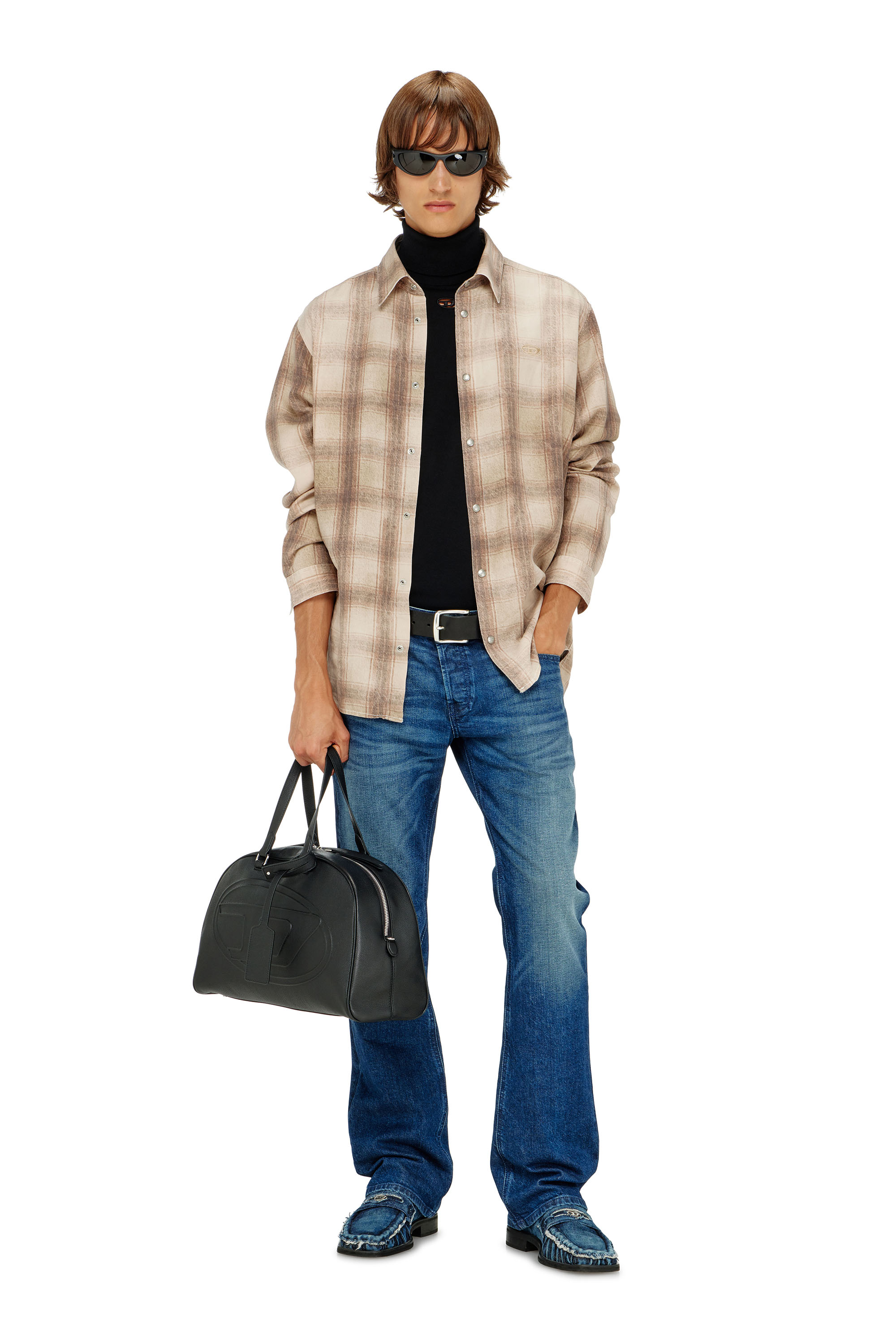Diesel - K-VARTA, Jersey de lana con cuello alto y logotipo recortado Hombre in Negro - 2
