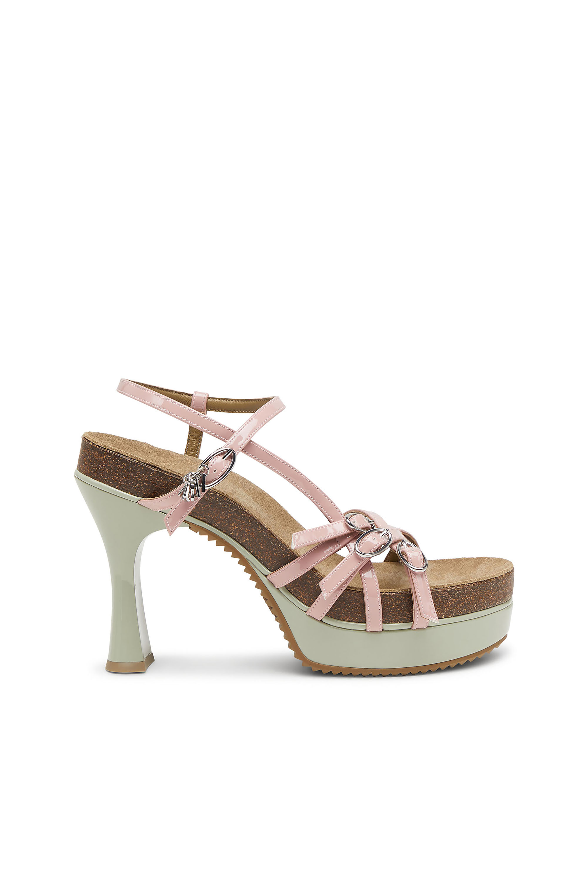 Diesel - D-WOODSTOCK 105 SANDAL, D-Woodstock-Sandalias de plataforma con tiras en PU brillante Mujer in Multicolor - 1