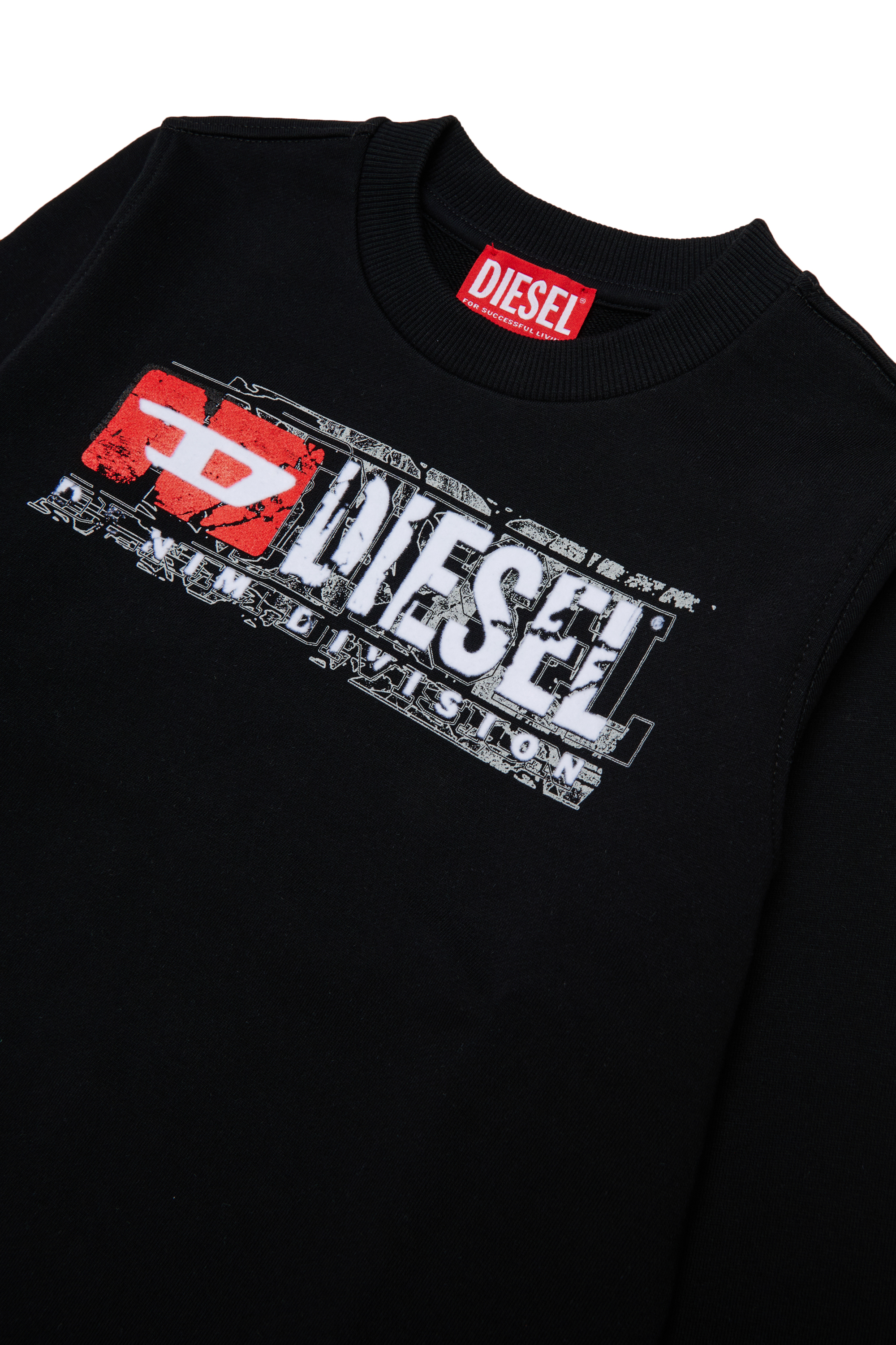 Diesel - SLOMIX, Sudadera con logo efecto desgastado Hombre in Negro - 3