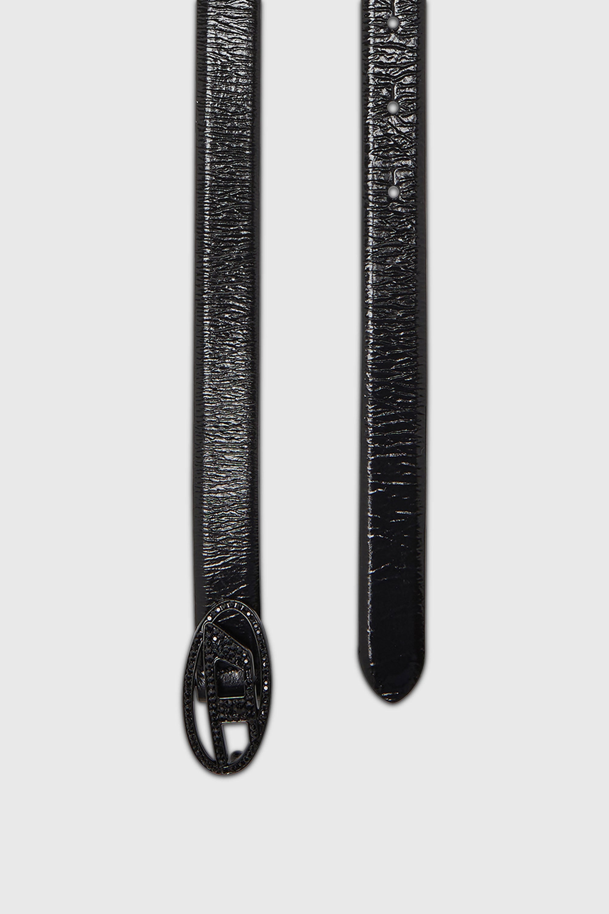 Diesel - B-1DR STRASS 20, Cintur&oacute;n  2 cm de cuero con hebilla de cristal Mujer in Negro - 2