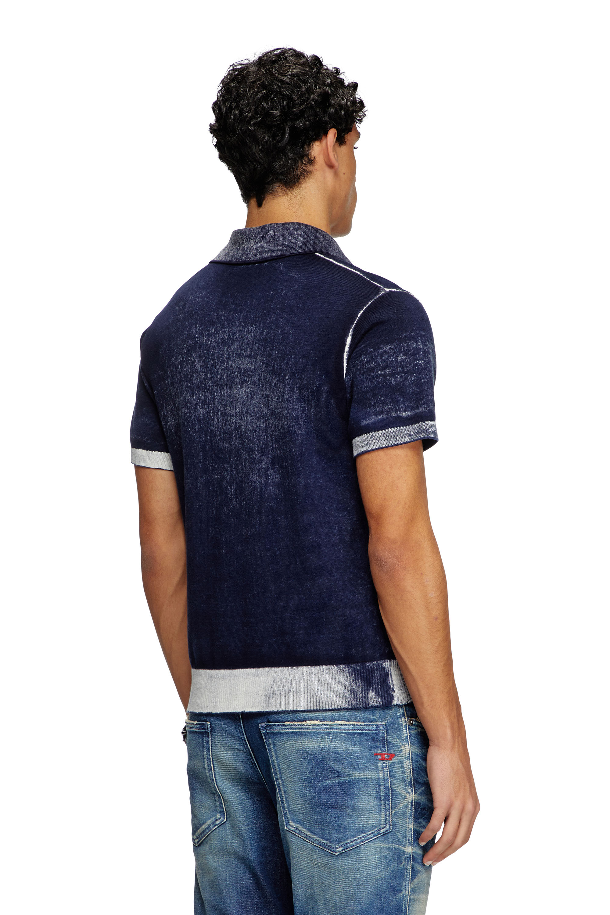 Diesel - K-LORENZO-SS, Jersey de manga corta con cuello polo y estampado invertido Hombre in Azul marino - 4