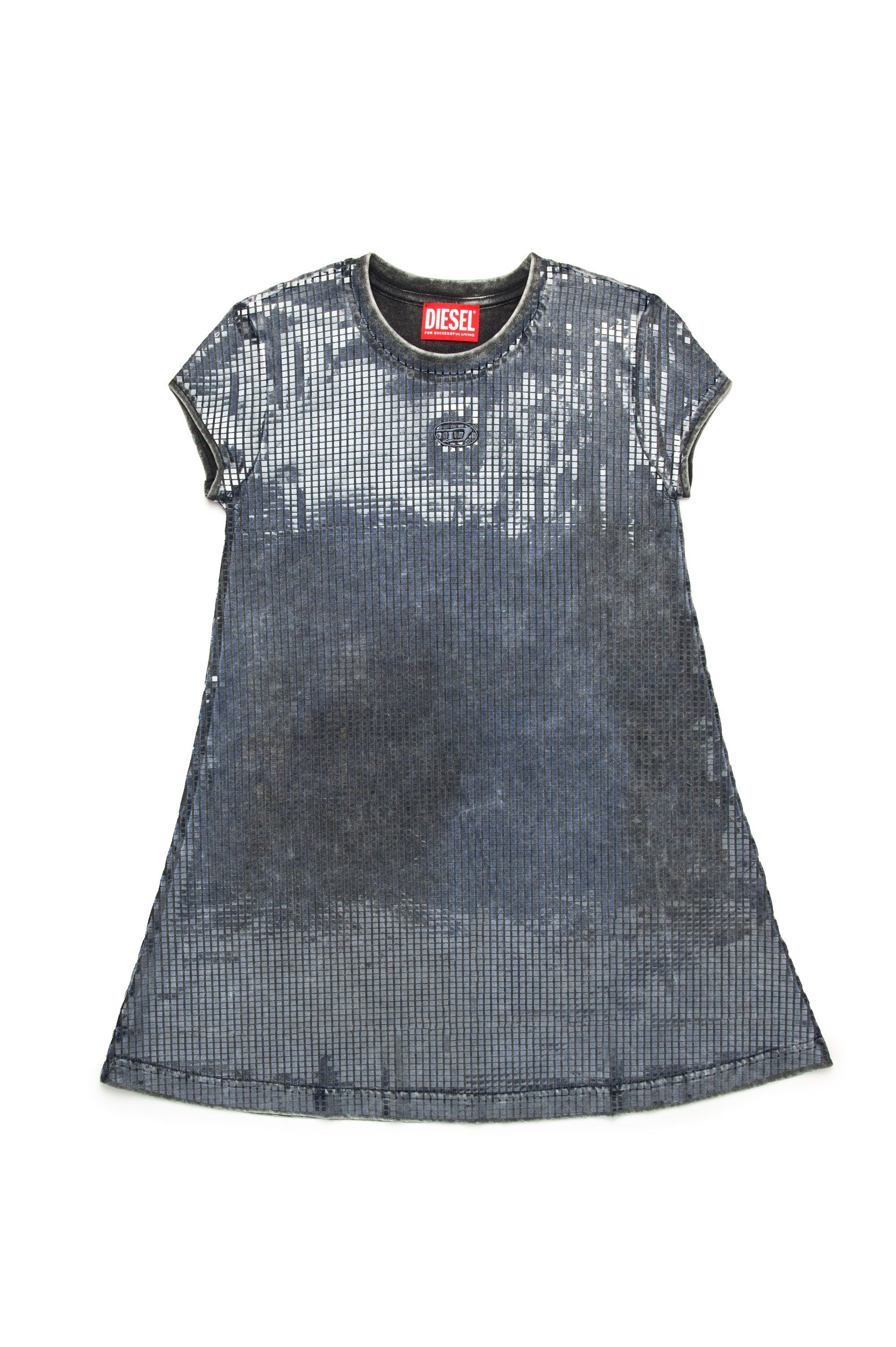 Diesel - DFEIL, Vestido camiseta con efecto de lentejuelas Mujer in Negro - 1