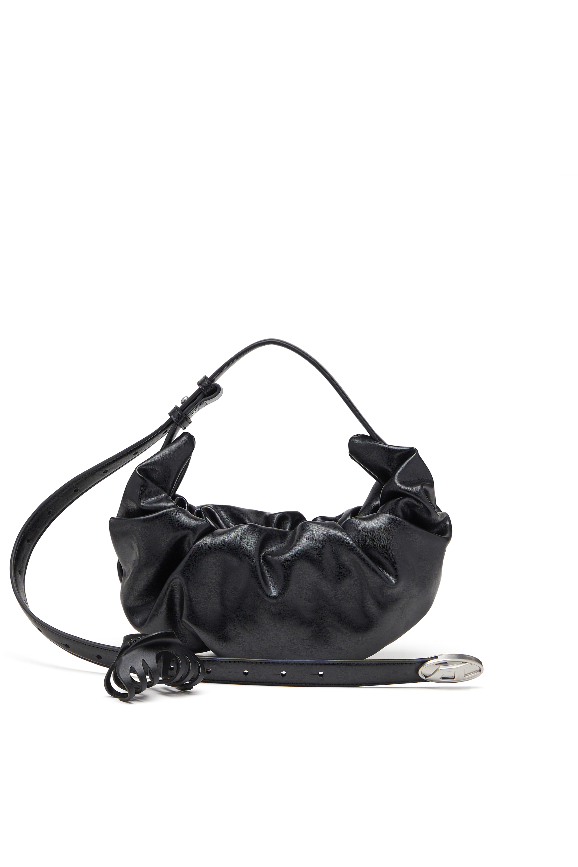 Diesel - GRAB-D HOBO S, Bolso hobo pequeño fruncido en PU brillante Mujer in Negro - 2