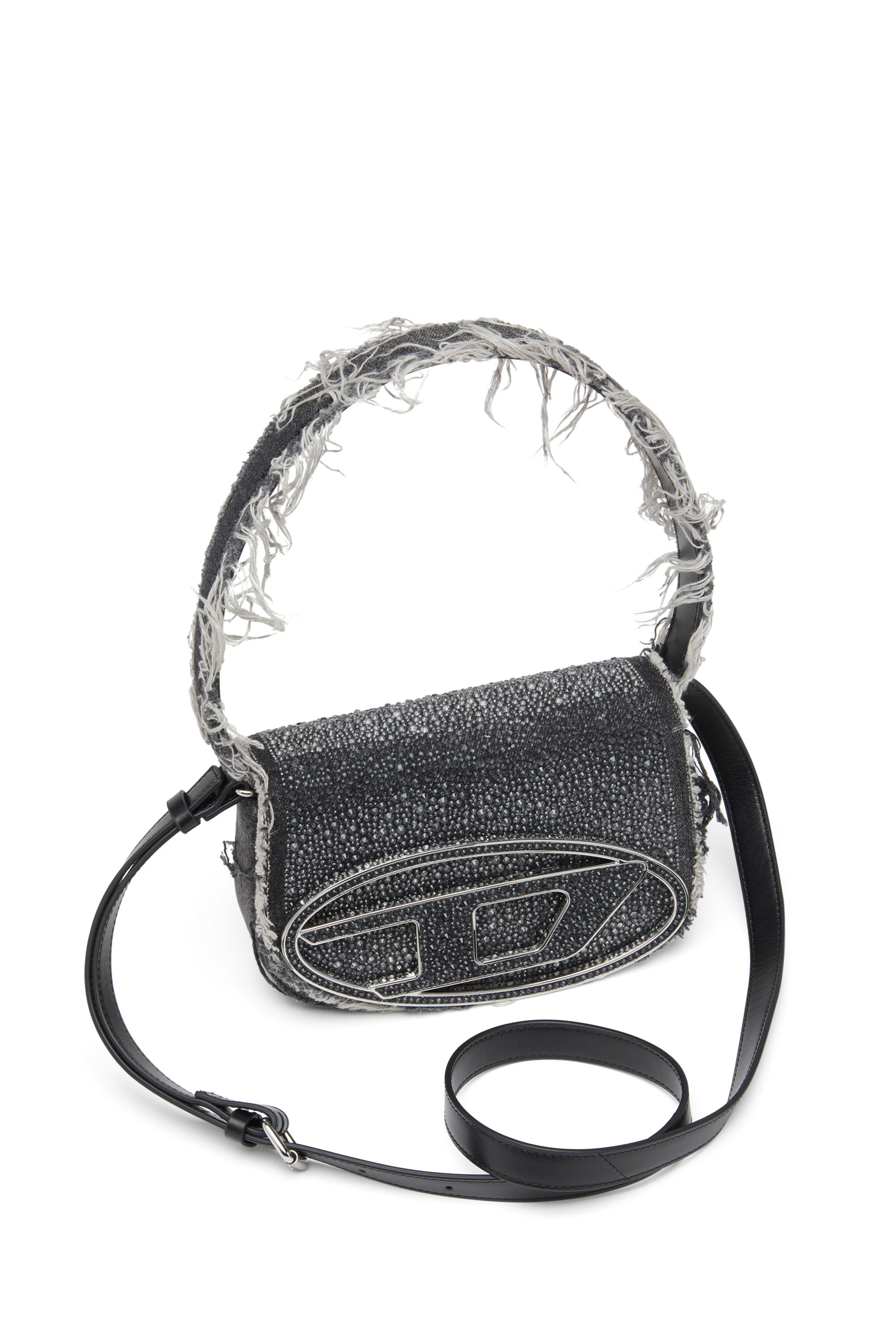 Diesel - 1DR, 1DR-Bolso de hombro ic&oacute;nico de denim con cristales Mujer in Negro - 6