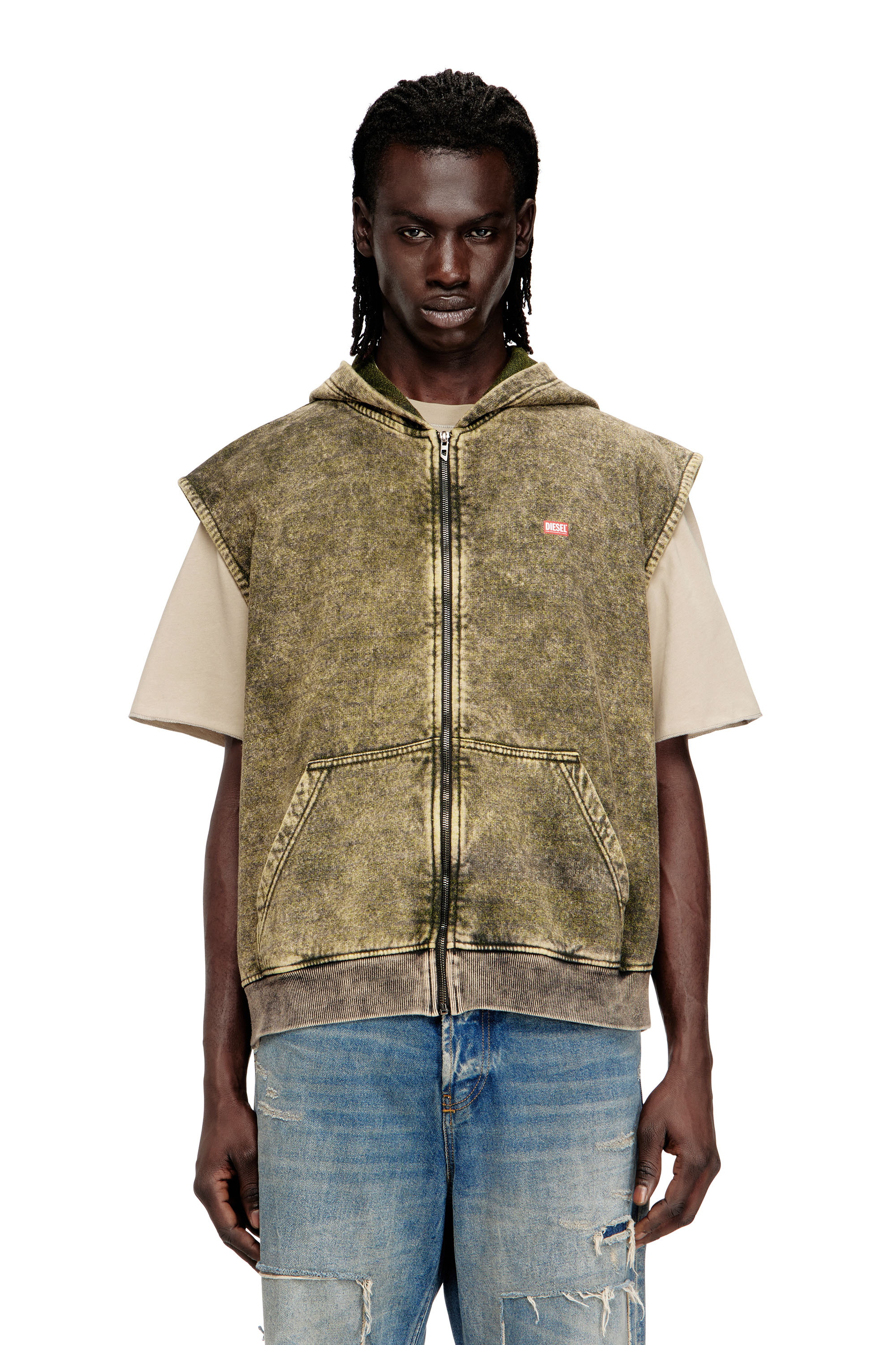 Diesel - S-BOXT-SL-ZIP, Sudadera con lavado oscuro y logo de Diesel Hombre in ToBeDefined - 1