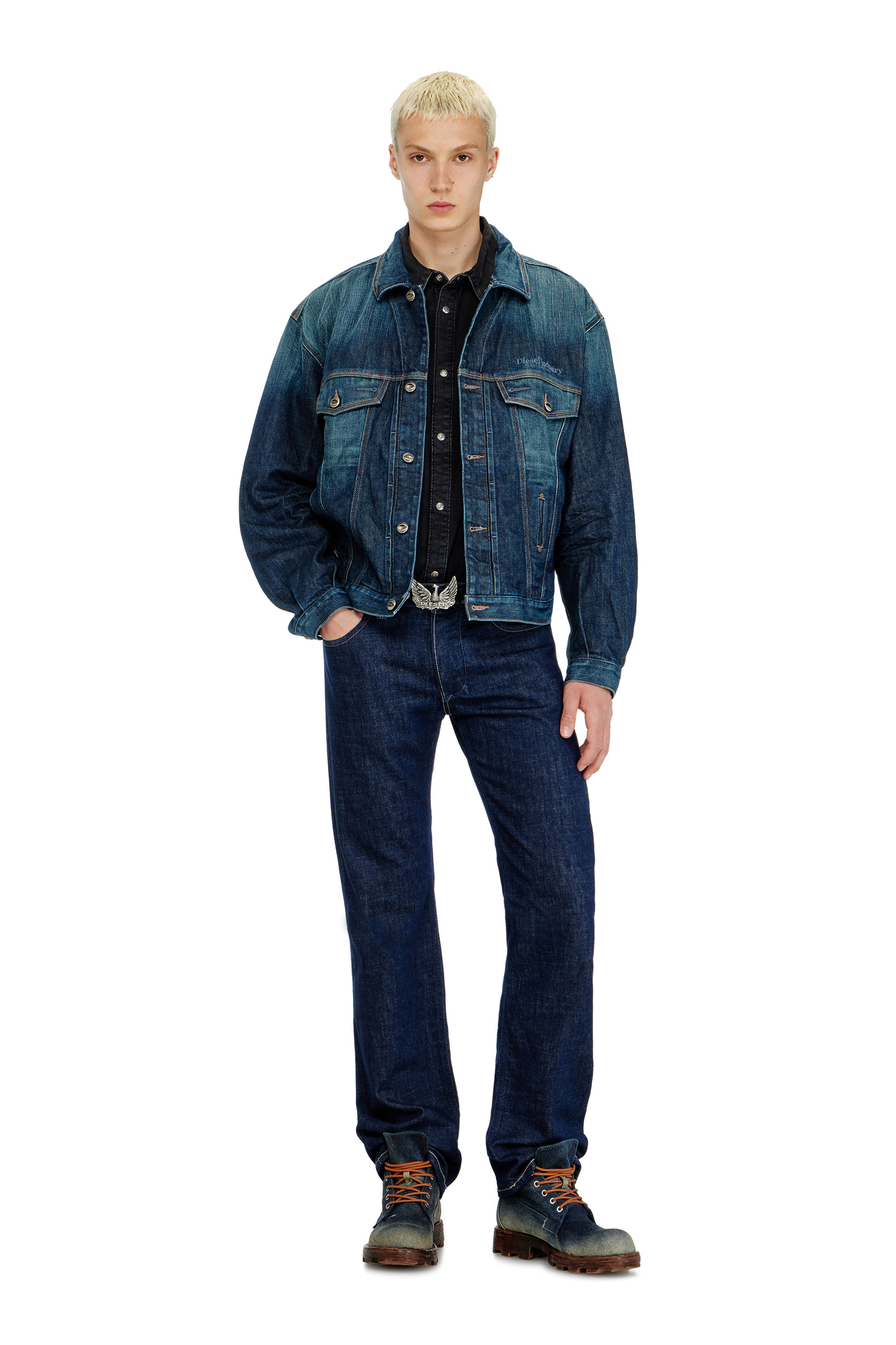 Diesel - D-DENVER-CL, Trucker jacket en denim selvedge Unisex in Azul marino - 1