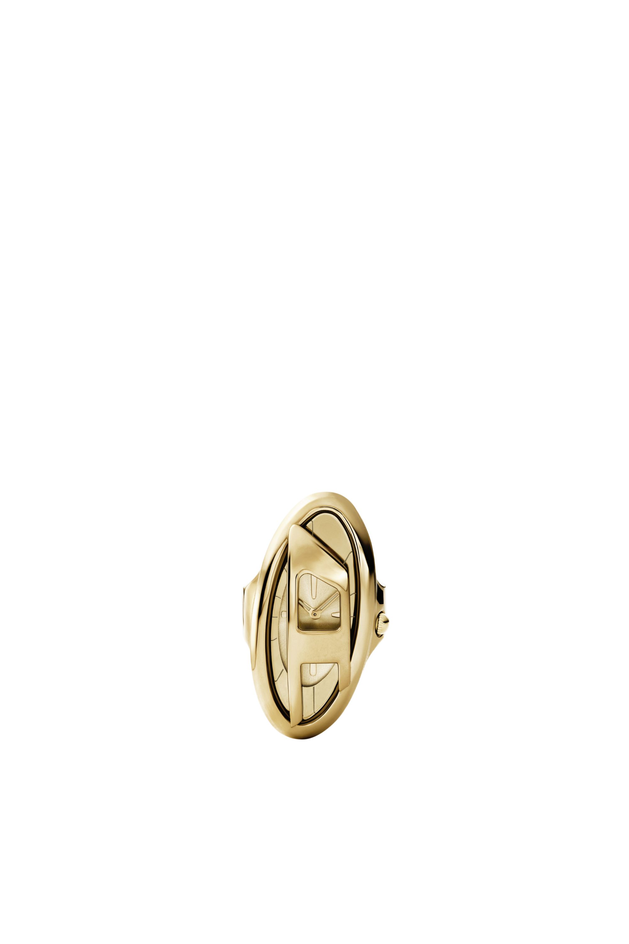 Diesel - DZ5626 WATCH, Woman's D-Era gold-tone stainless steel ring watch in Gold - 2