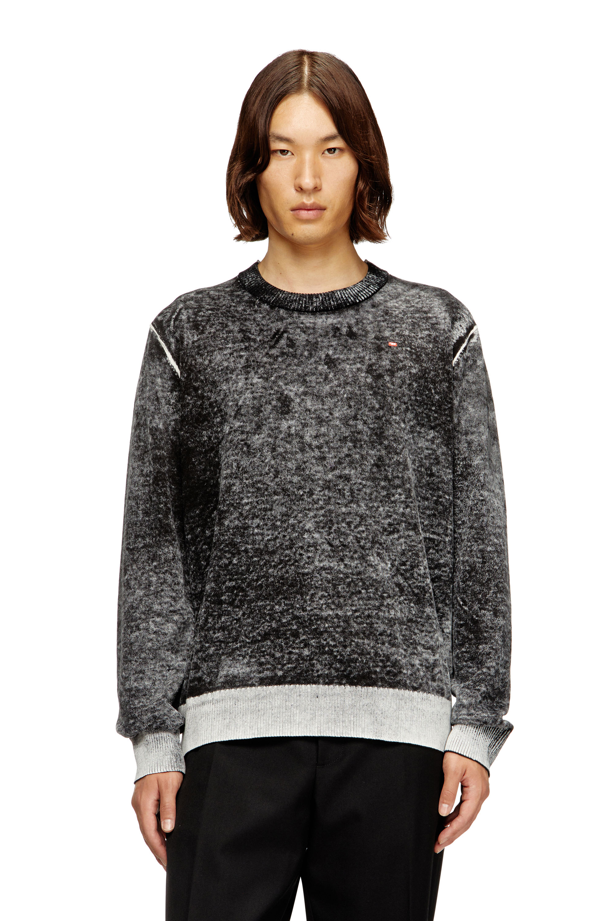 Diesel - K-LAURENT, Jersey con estampado inverso descolorido Hombre in Gris - 1