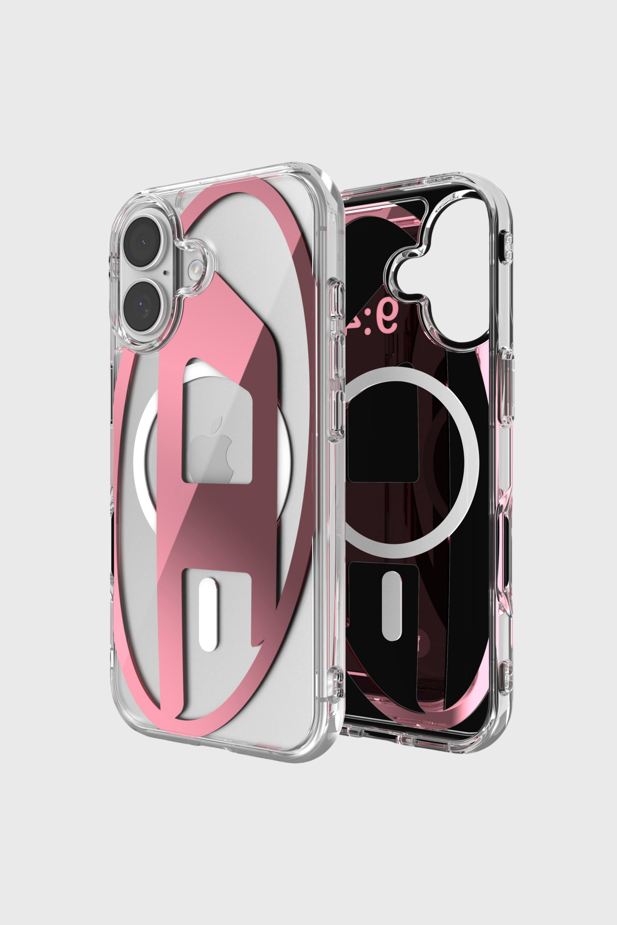 Diesel - 60419 AOP CASE, Funda met&aacute;lica Oval D con Magsafe para iPhone 17 Unisex in Rosa - 1