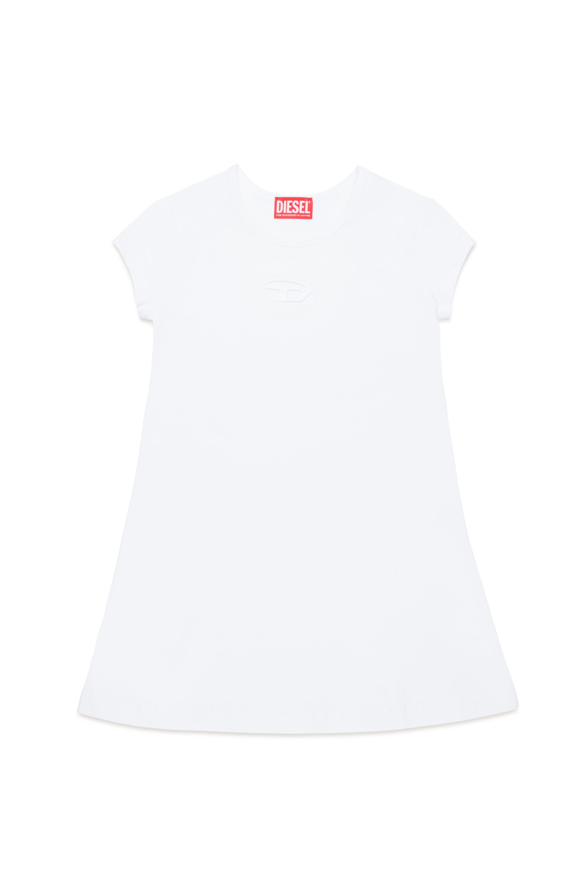 Diesel - DANGIELAM, Vestido camiseta con logotipo Oval D recortado Mujer in Blanco - 1