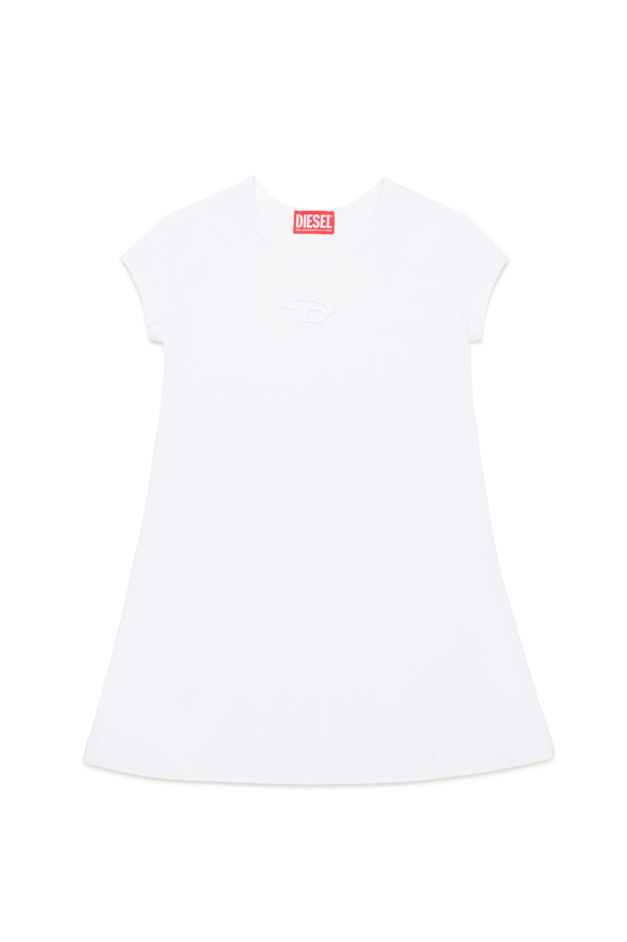 Diesel - DANGIELAM, Vestido camiseta con logotipo Oval D recortado Mujer in Blanco - 1