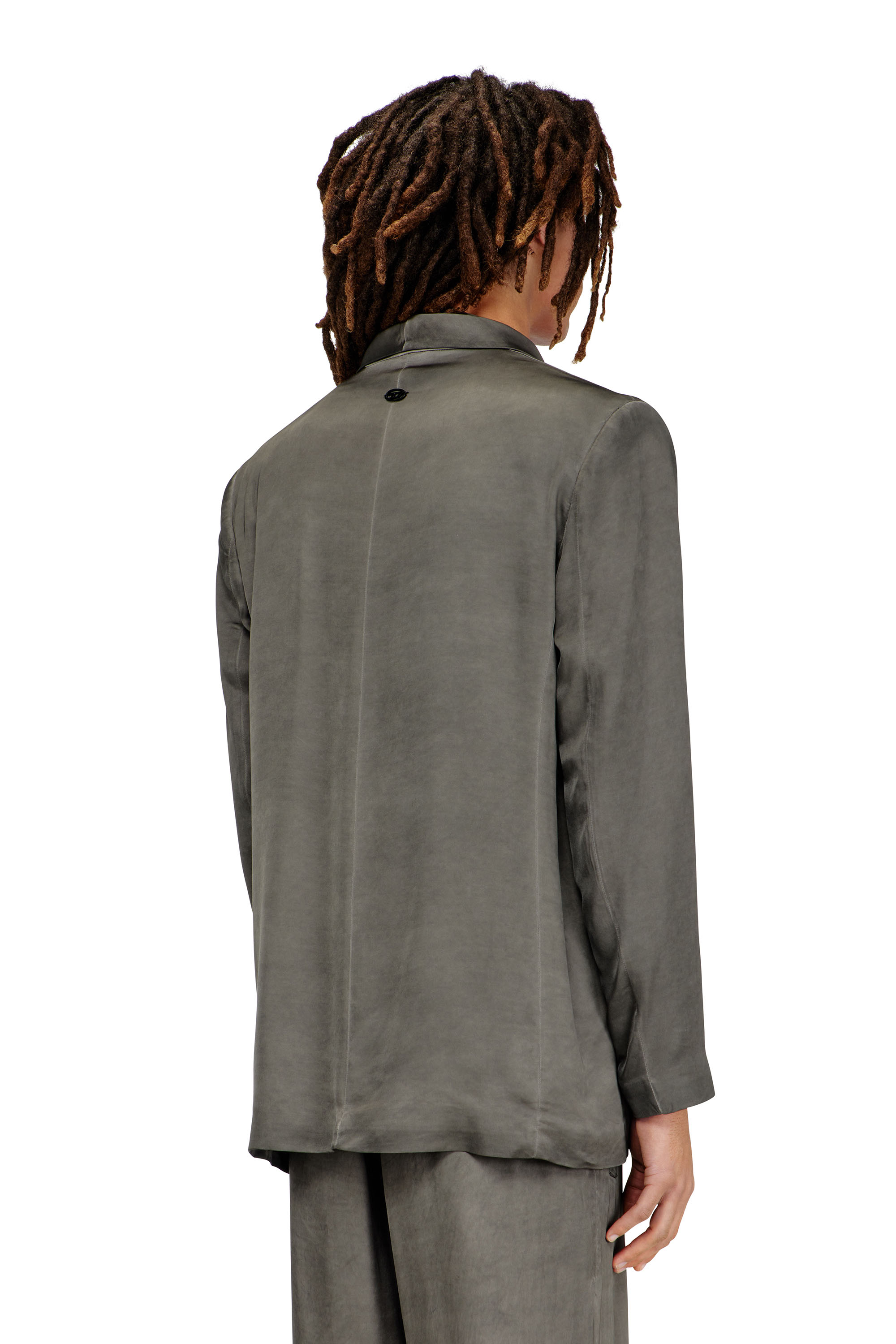 Diesel - J-ARMAN-ALBG, Man's Blazer in treated fluid viscose in Dark grey - 4