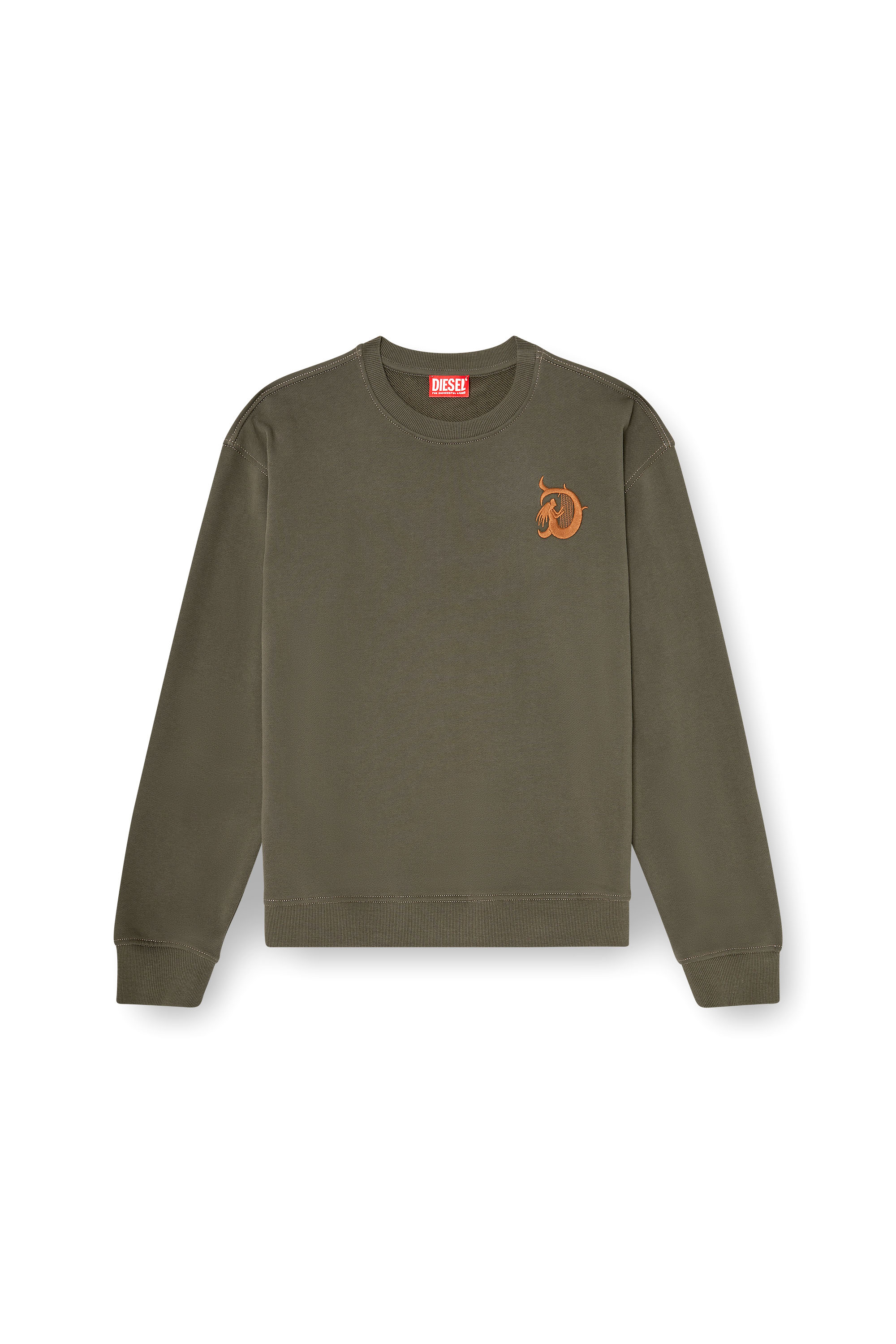 Diesel - S-NORM-AA4, Sudadera con bordado y estampado flock Hombre in Verde - 3