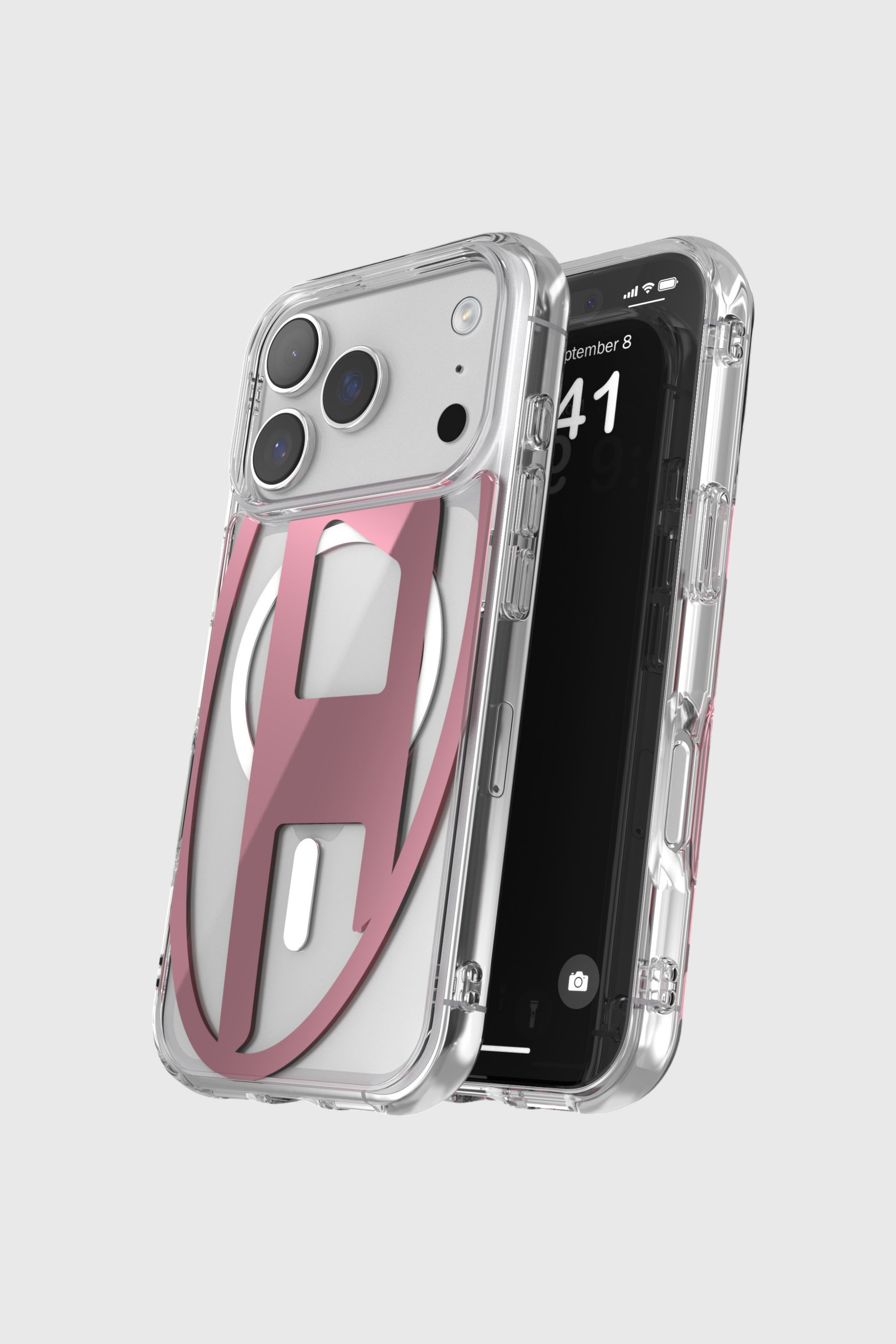 Diesel - 60421 AOP CASE, Funda met&aacute;lica Oval D con Magsafe para iPhone 17 Pro Unisex in Rosa - 4