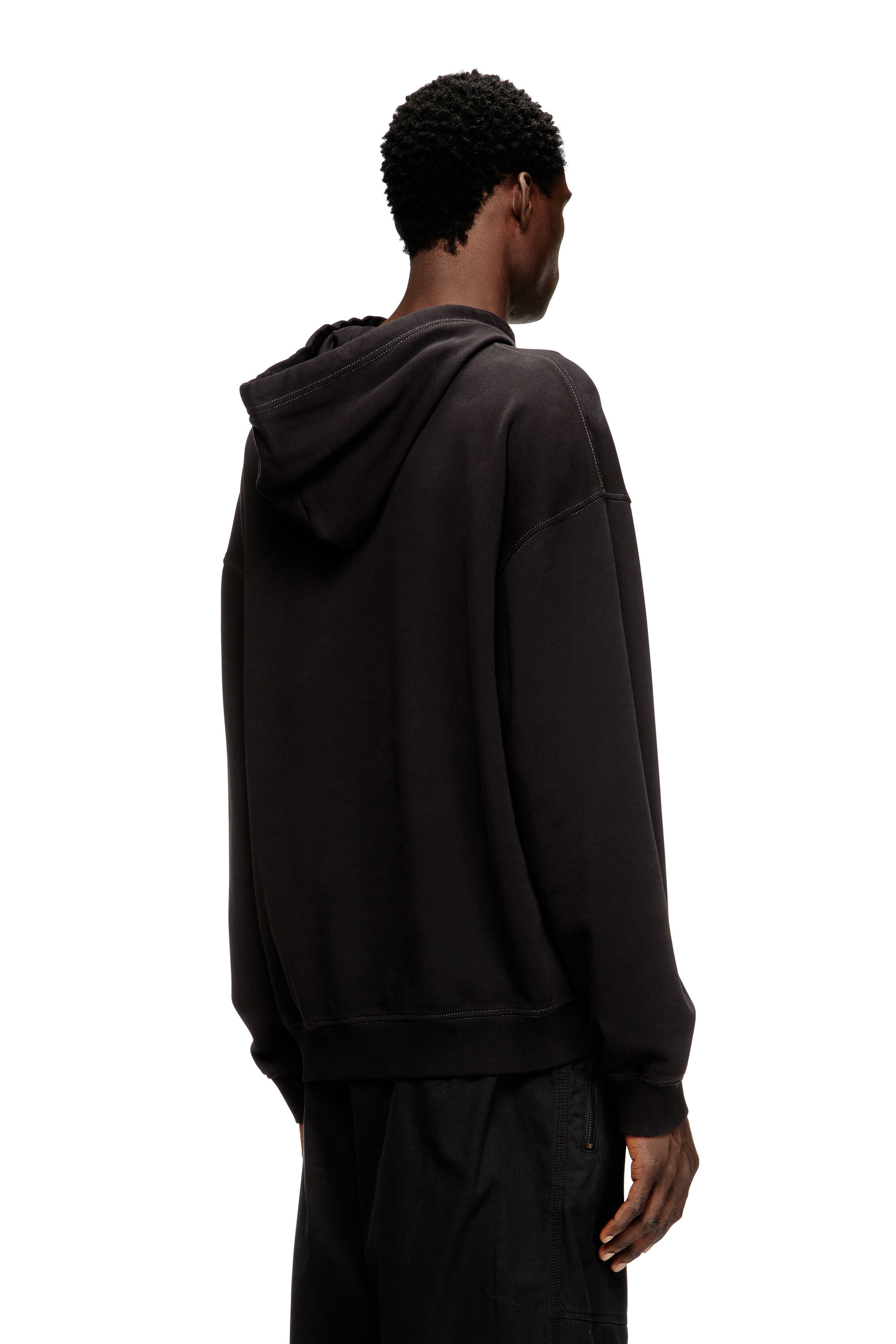 Diesel - S-BOXT-HOOD-V2, Man's Cotton hoodie with lasered prints in Black - 4