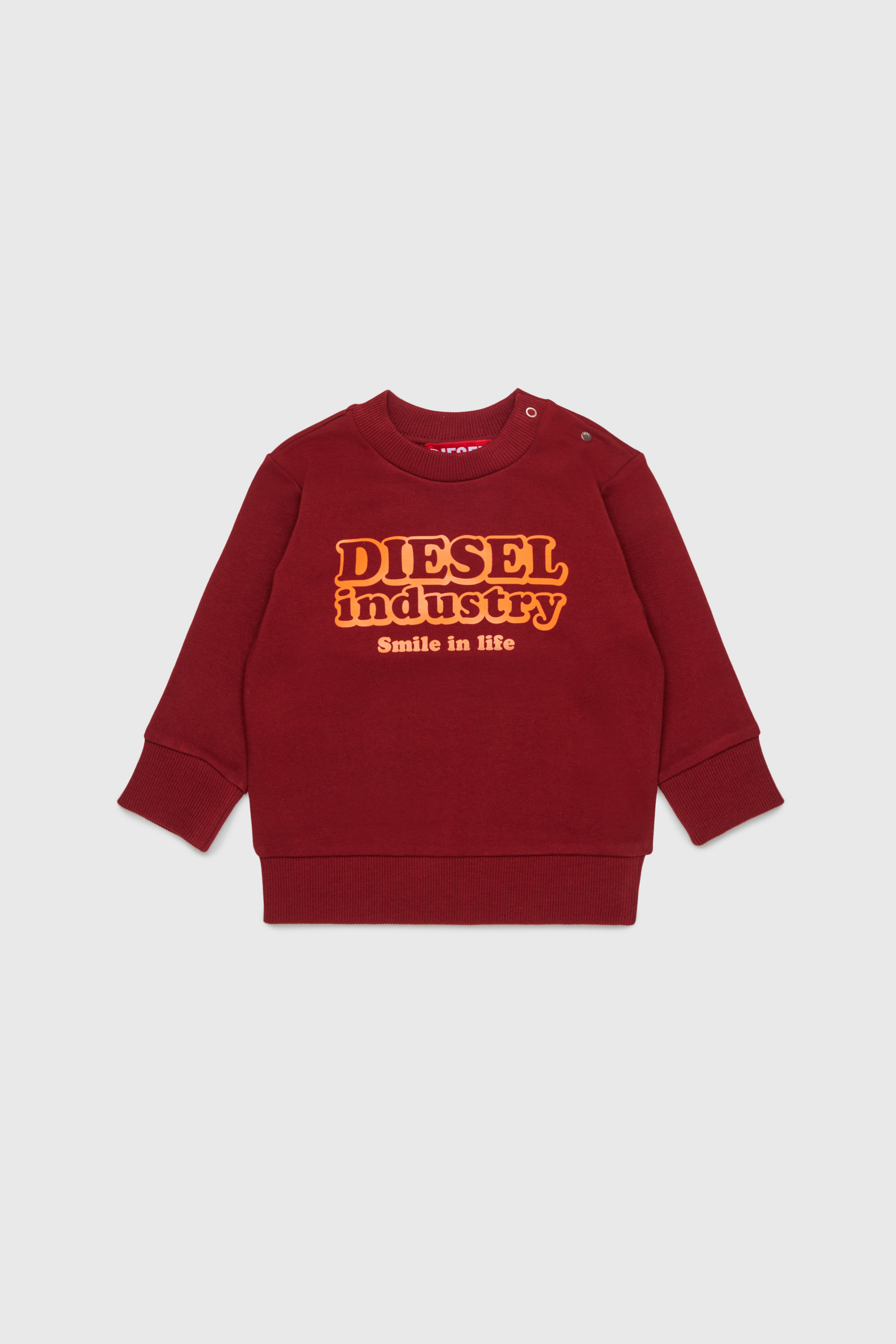 Diesel - SLODIMB, Sudadera de algod&oacute;n con estampado Diesel Industry Hombre in Rojo - 1