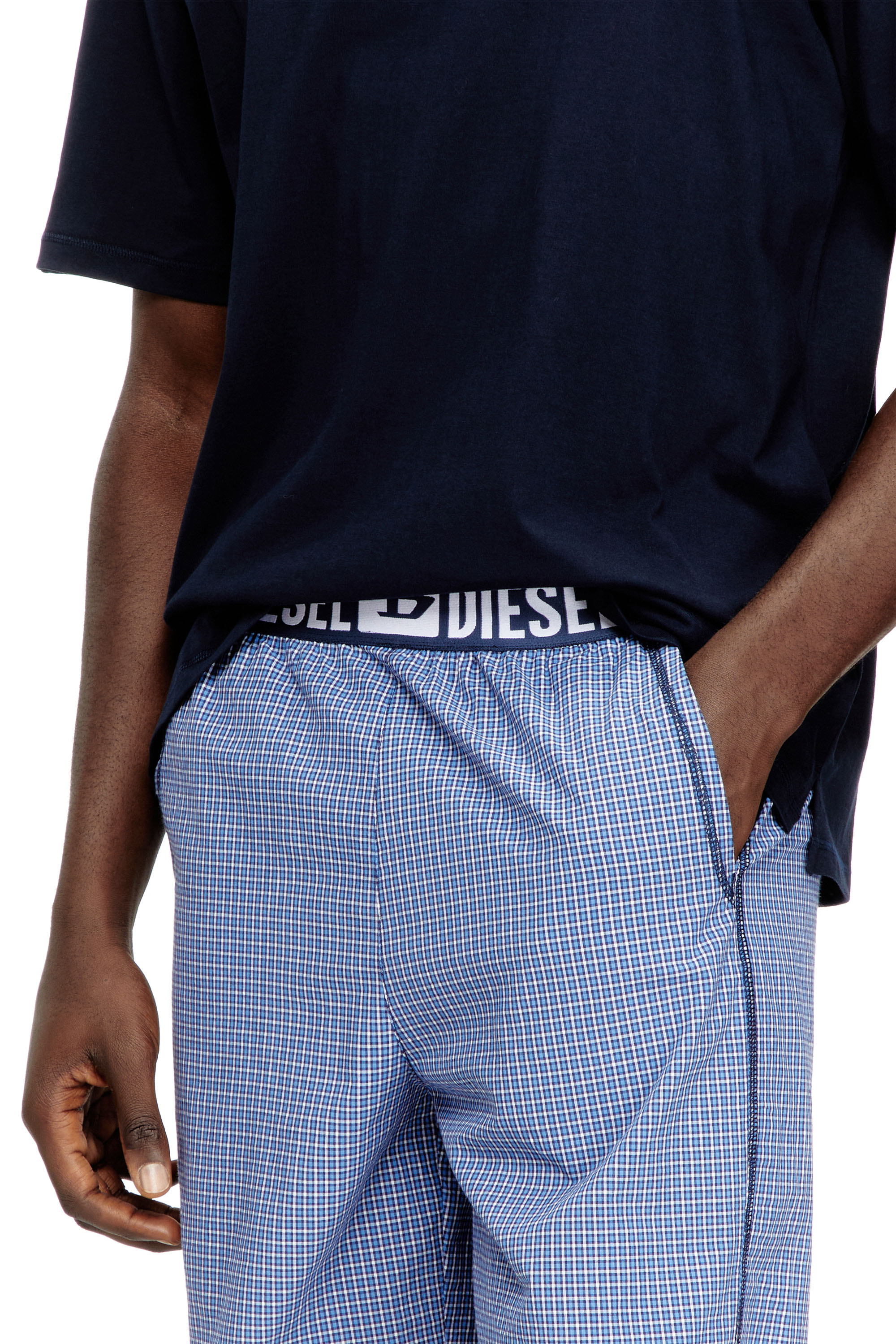 Diesel - KIT-RAUL-D-CORE, Conjunto de pijama de algodón con pantalones cortos de cuadros Hombre in Azul marino - 4