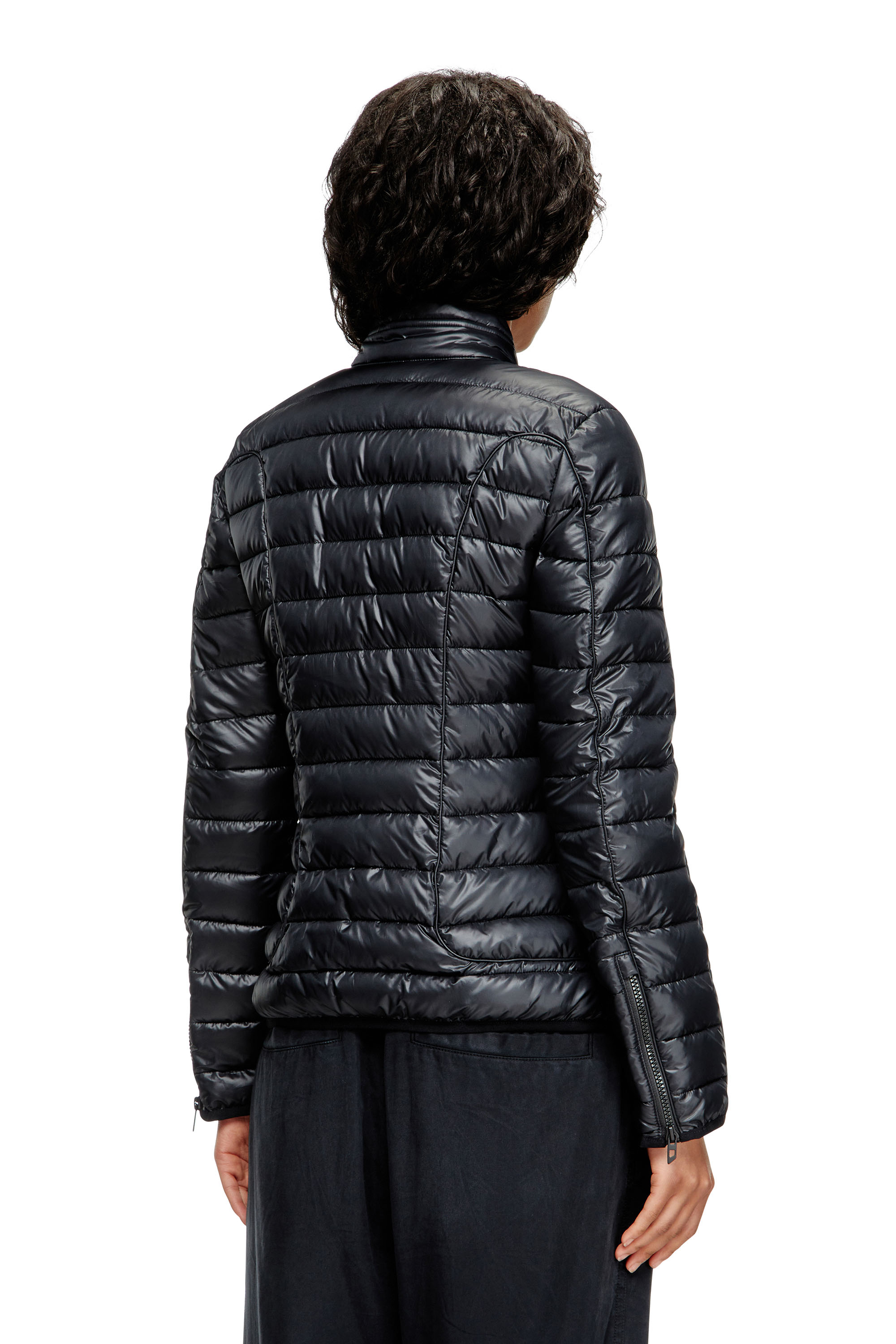 Diesel - W-PILOT-FEM, Chaqueta puffer con detalles biker Mujer in Negro - 4