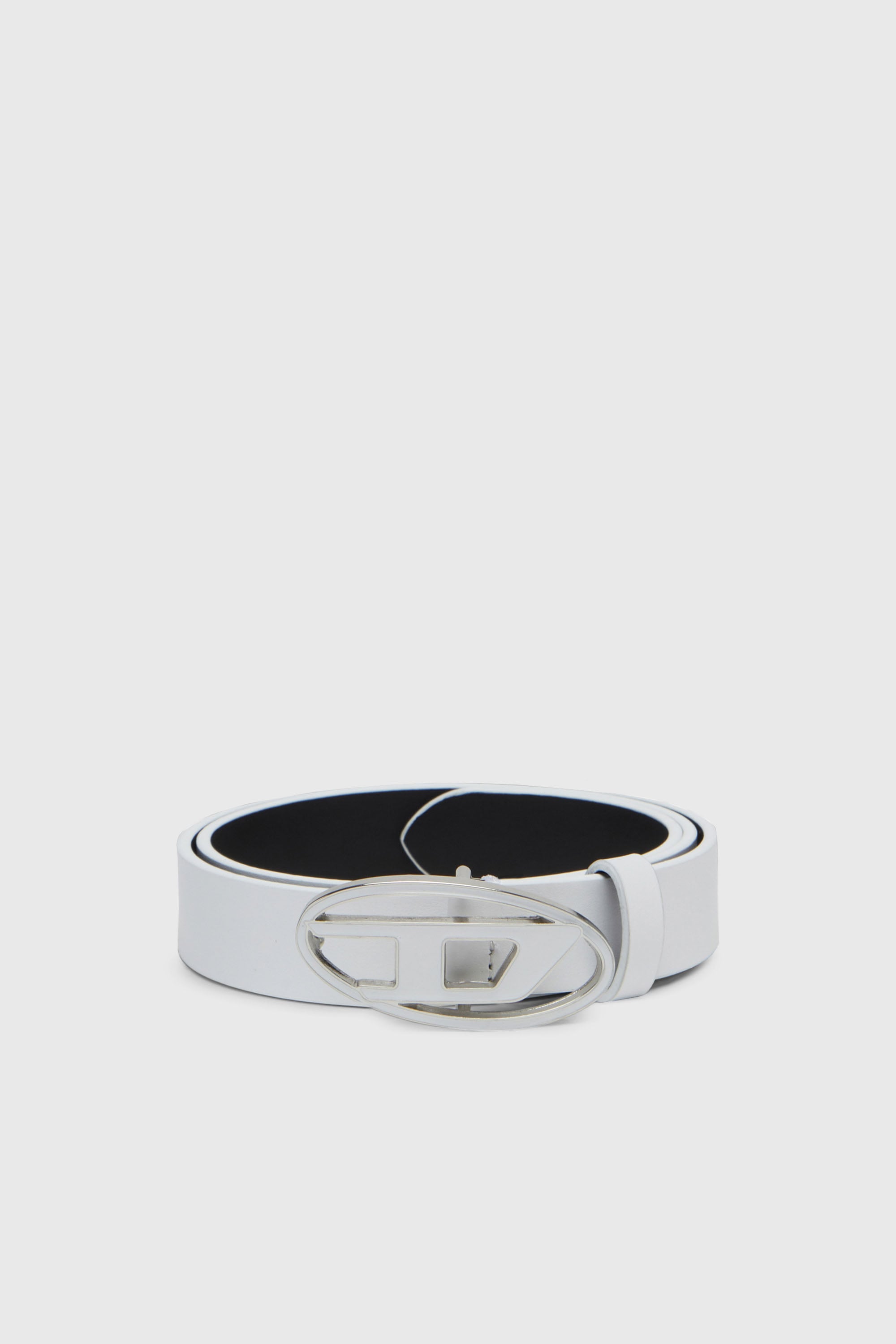 Diesel - B-1DR 25, Cintur&oacute;n 2.4 cm de cuero con hebilla Oval D esmaltada Mujer in Blanco - 1