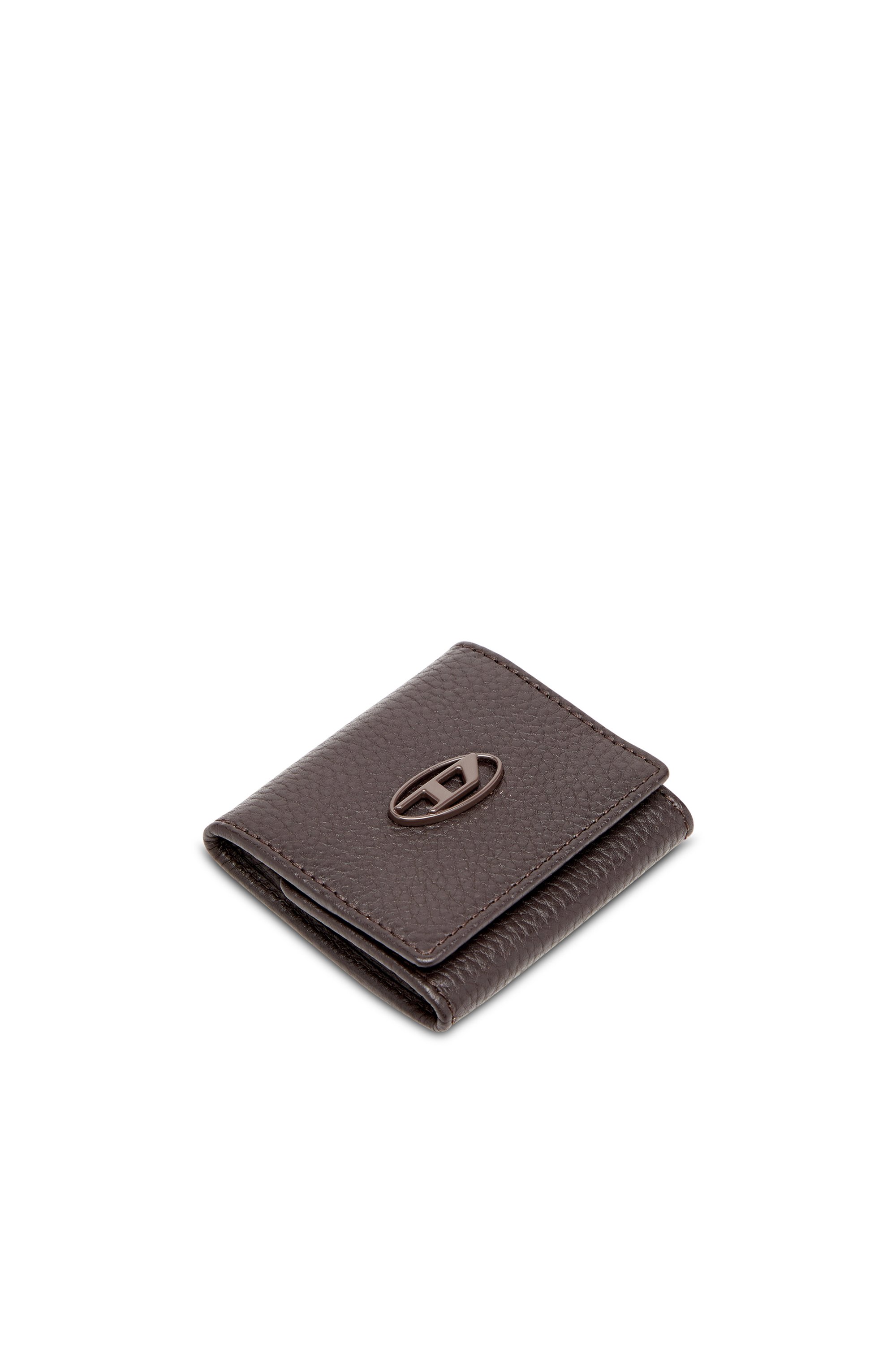 Diesel - HISSU EVO COIN CASE, Coin purse in grainy leather Hombre in Marrón - 4