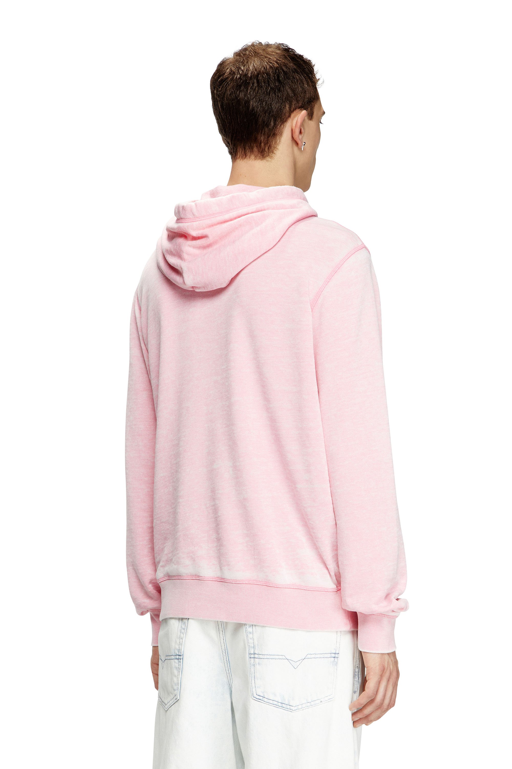 Diesel - S-GINN-HOOD-PAK, Sudadera con capucha burnout con logotipo Hombre in Rosa - 4