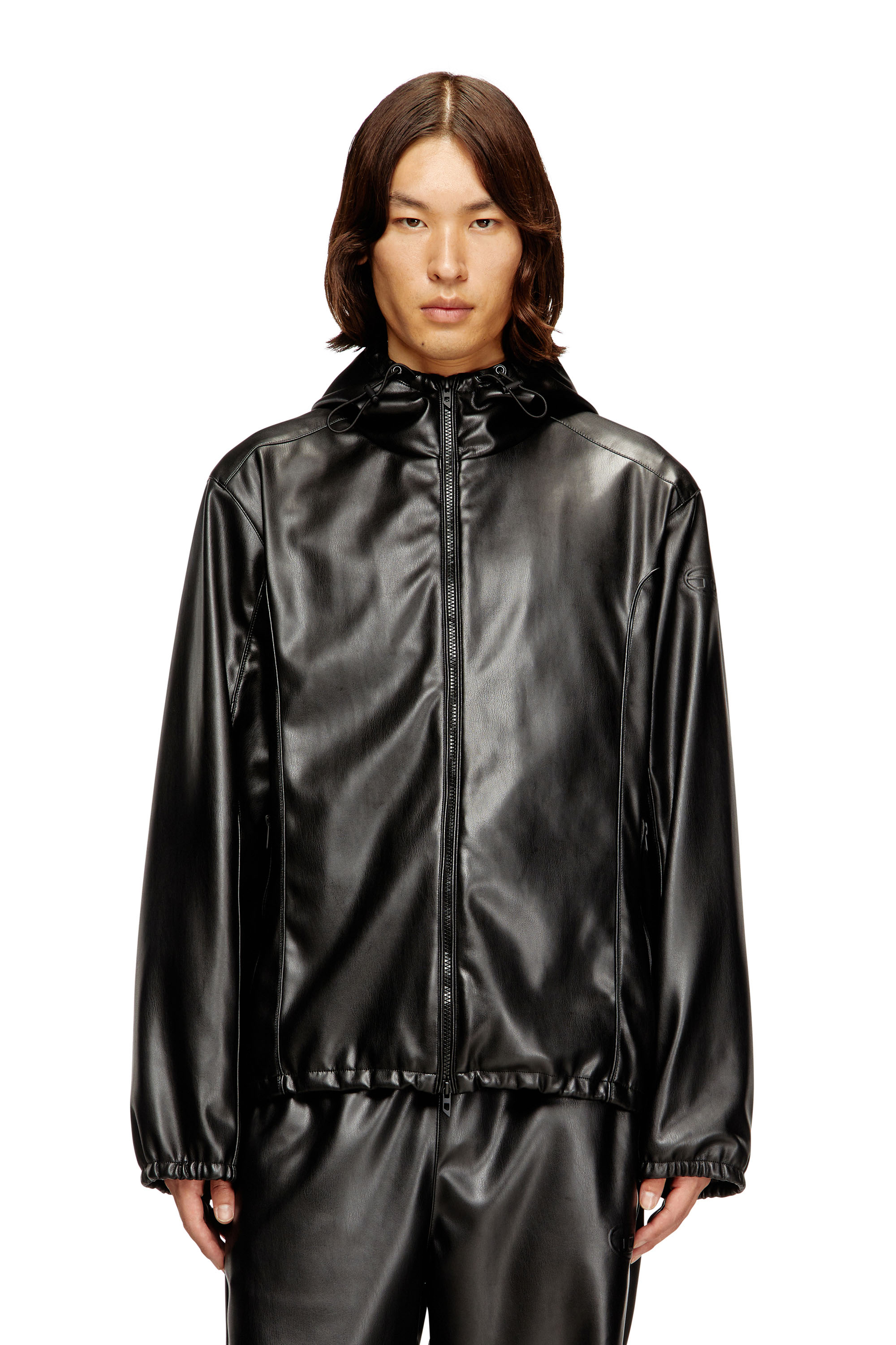 Diesel - J-HIVES-PGBX, Cortavientos con capucha en tejido recubierto Hombre in Negro - 3