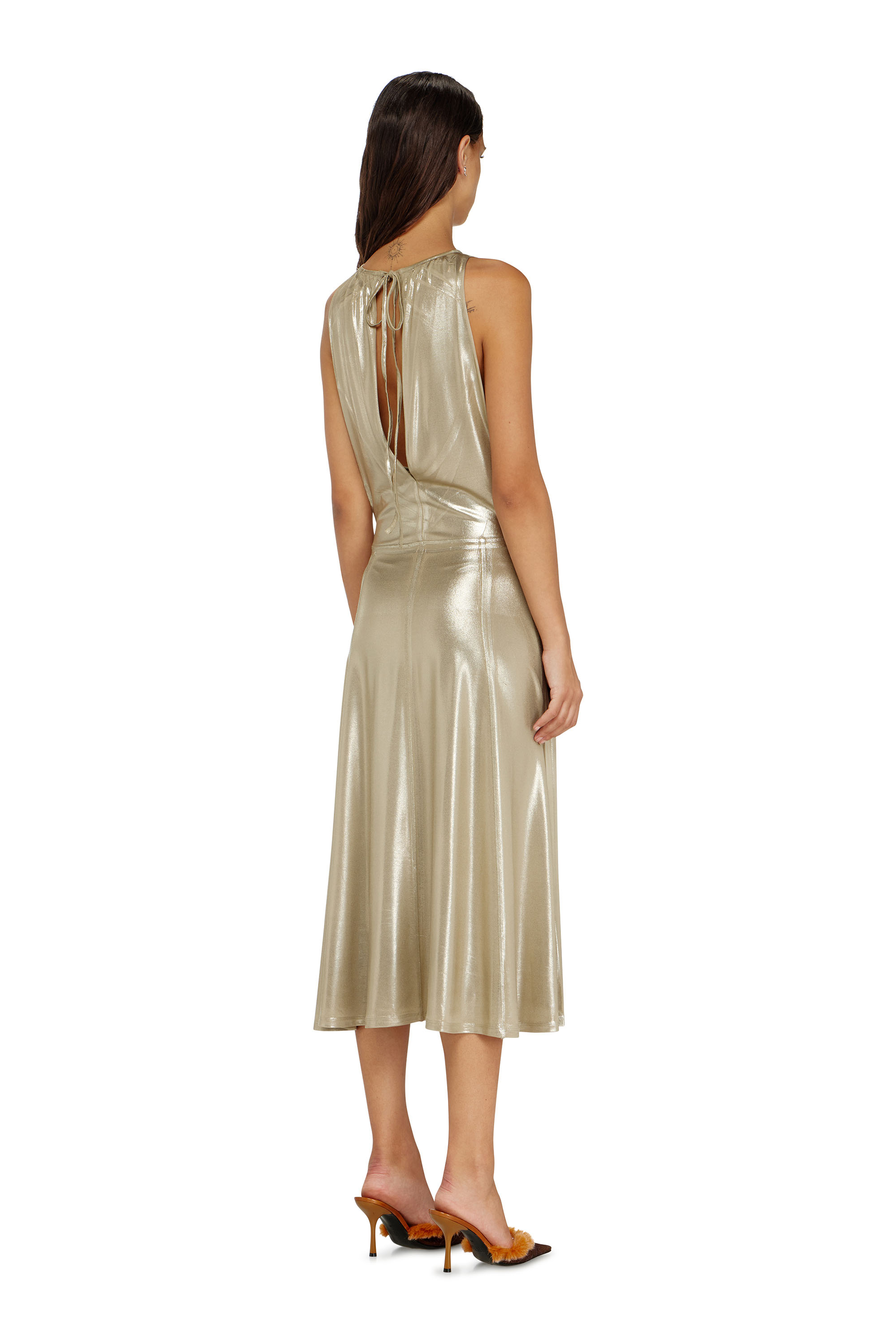 Diesel - D-DYVYNY, Vestido midi met&aacute;lico fluido con espalda abierta Mujer in ToBeDefined - 4