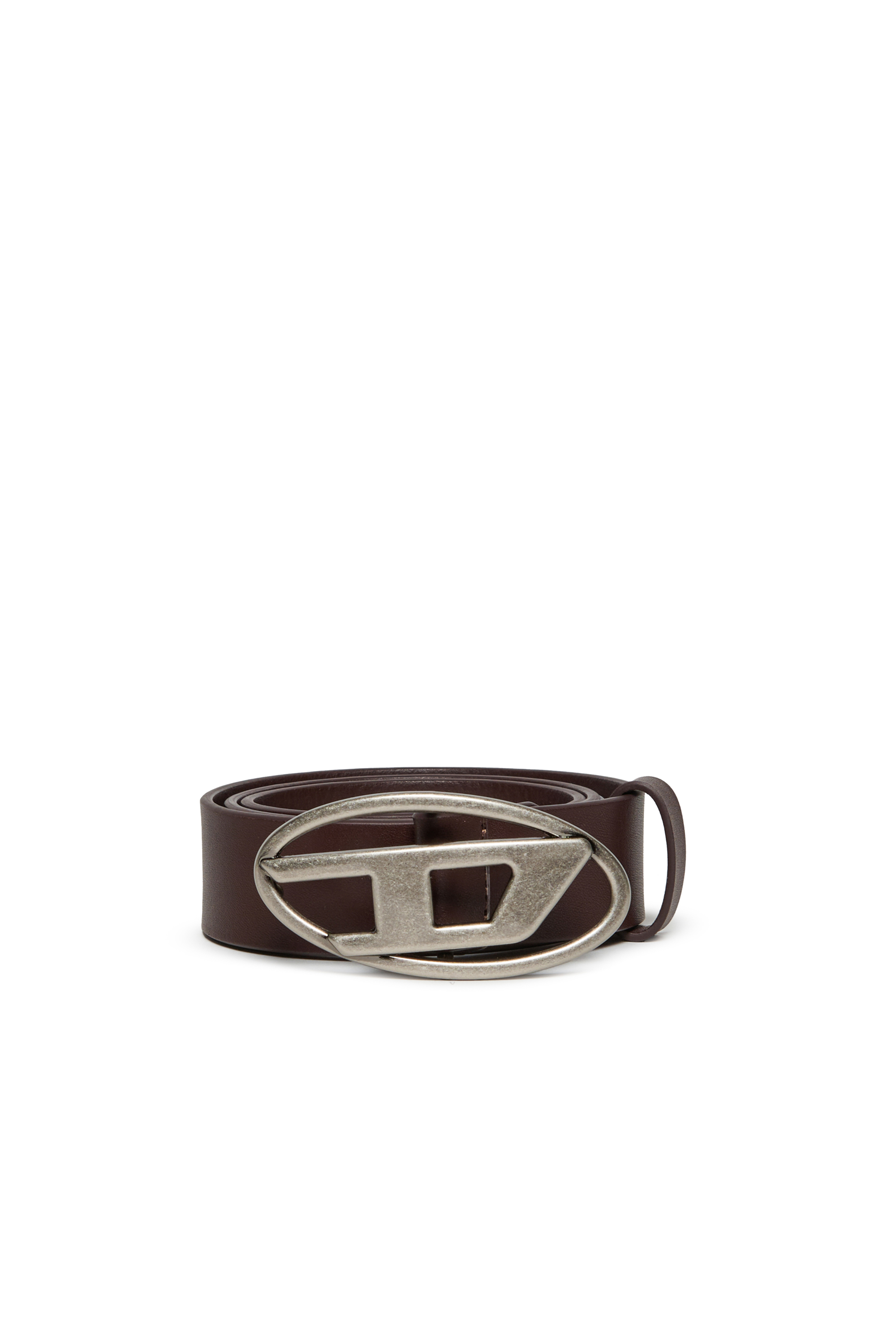 Diesel - B1DR, Cinturón de piel con hebilla ovalada D Unisex in Marrón - 1
