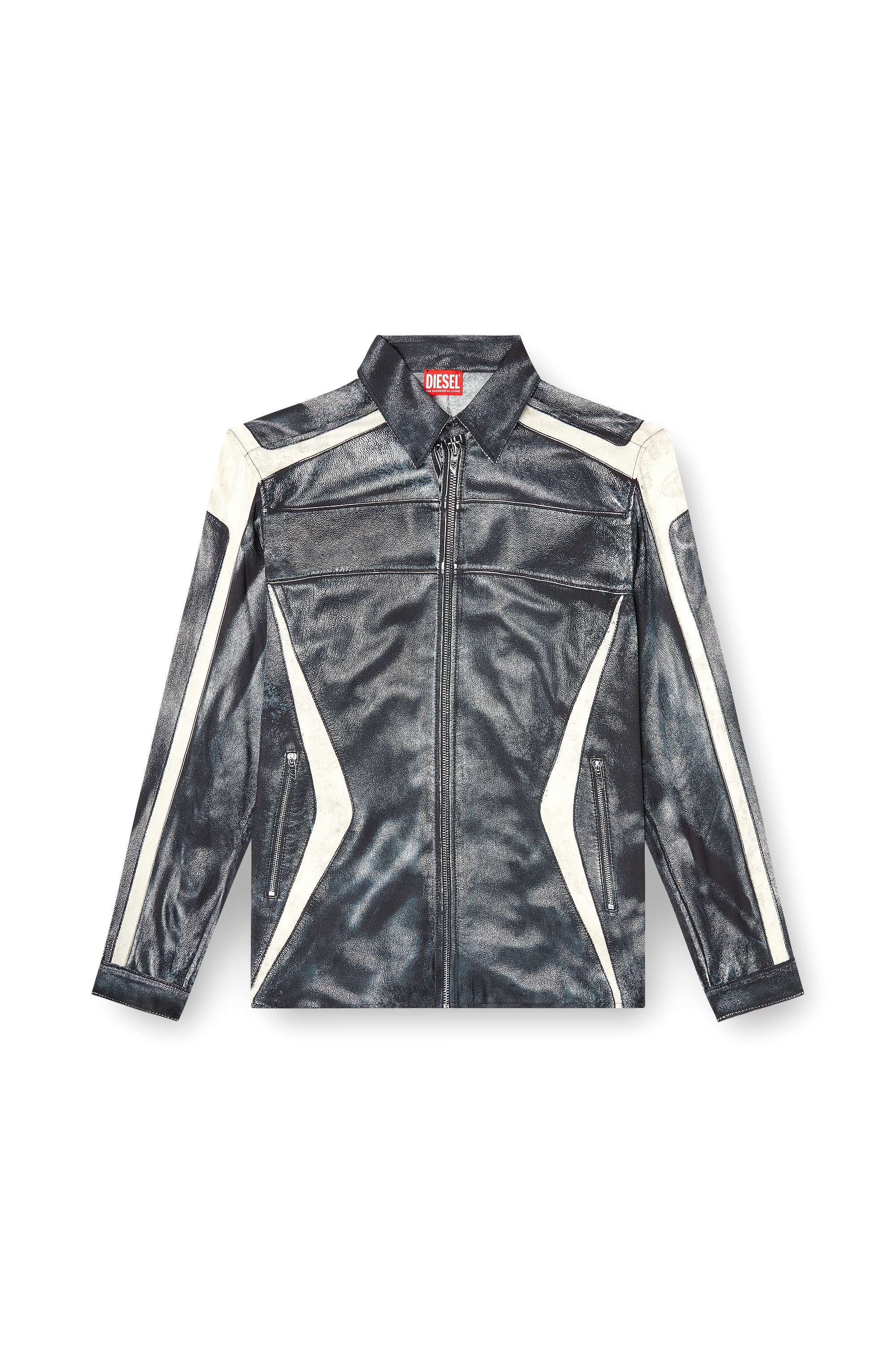 Diesel - S-SIMPLY-BMCZ, Camisa de viscosa estampada con cierre de cremallera frontal Hombre in ToBeDefined - 3