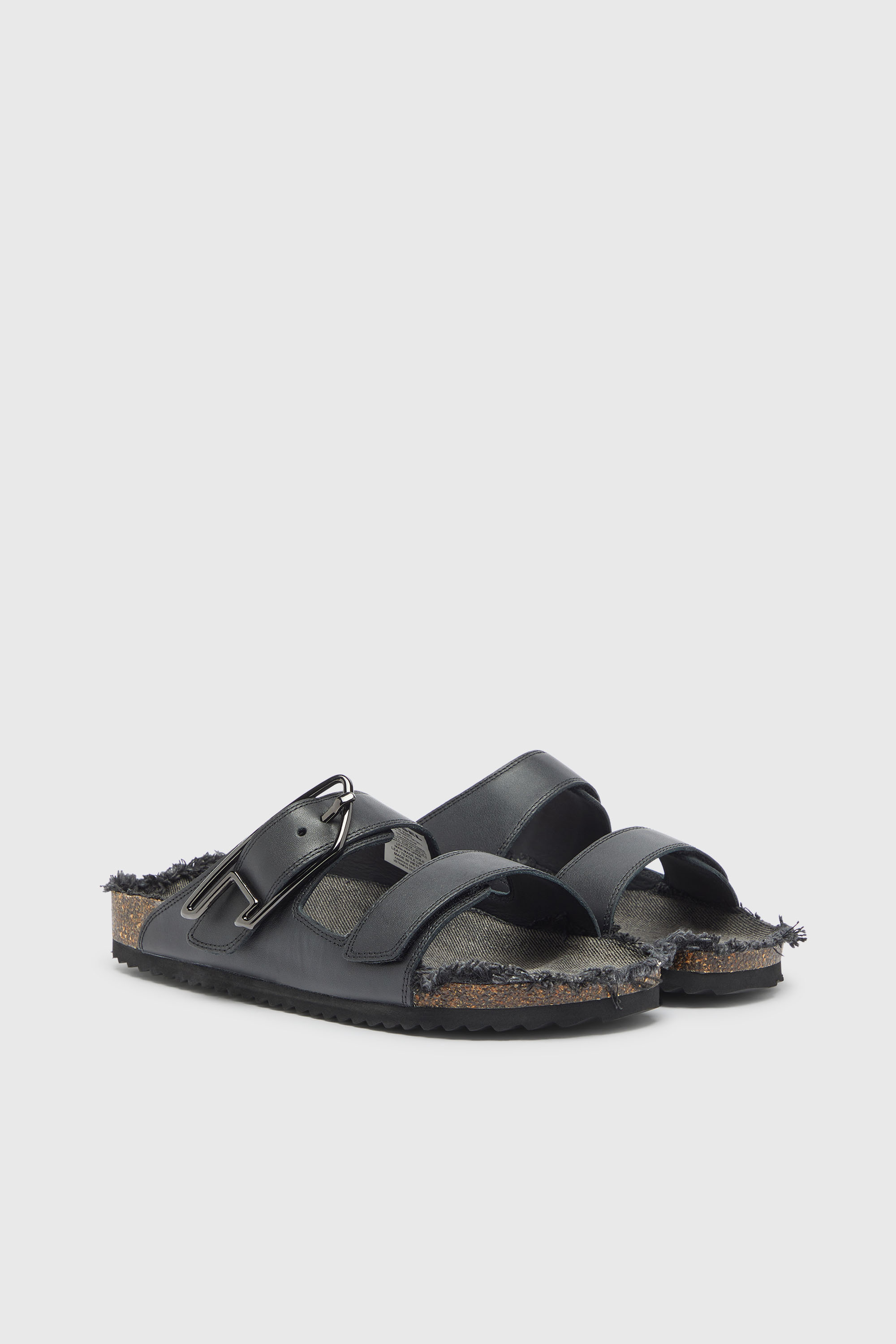 Diesel - D-WOODSTOCK D SANDAL, D-Woodstock - Sandalia de piel con plantilla de corcho Hombre in Negro - 2