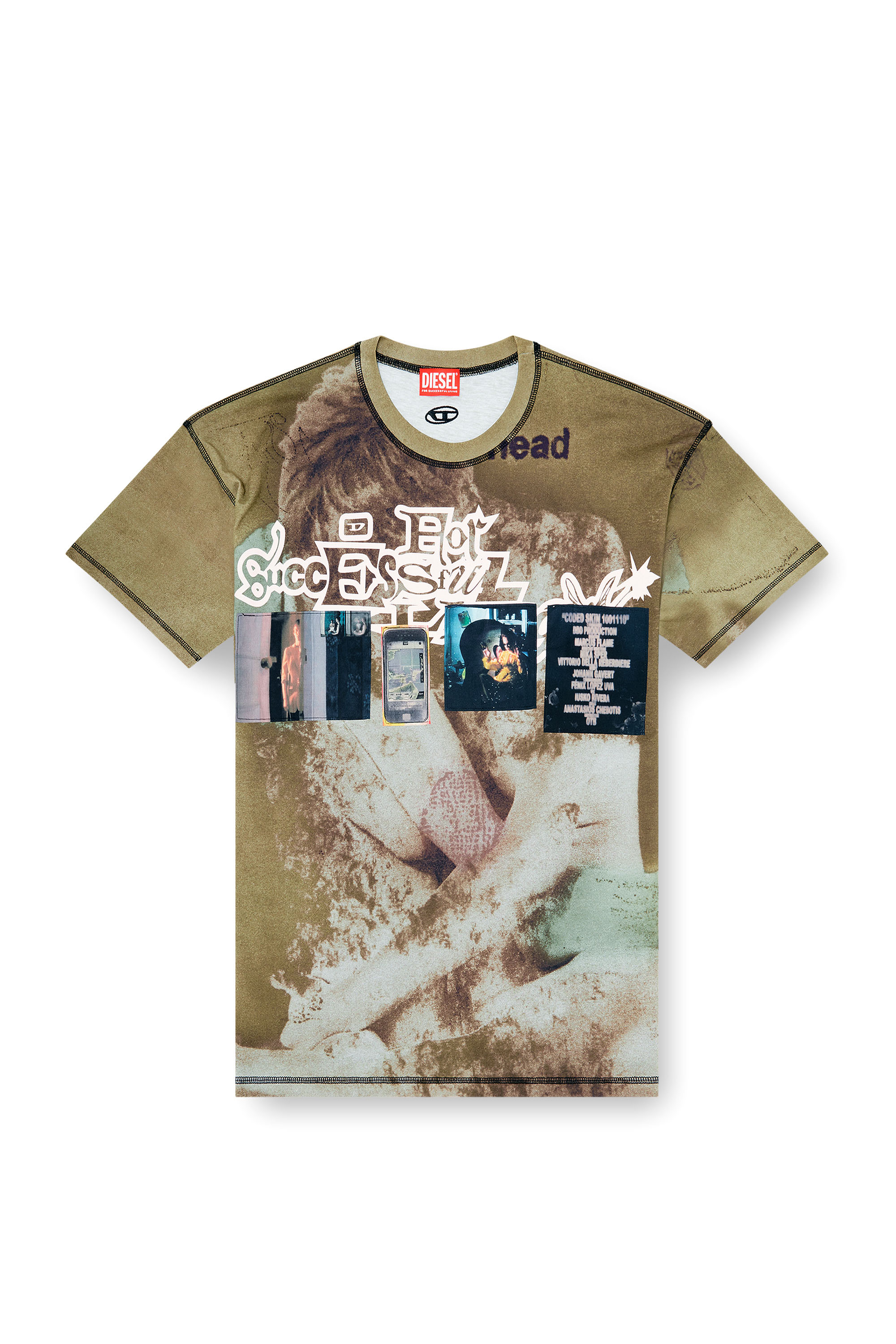 Diesel - T-BOXT-V5, Camiseta relax con estampados y parches por toda la prenda Hombre in Verde - 3