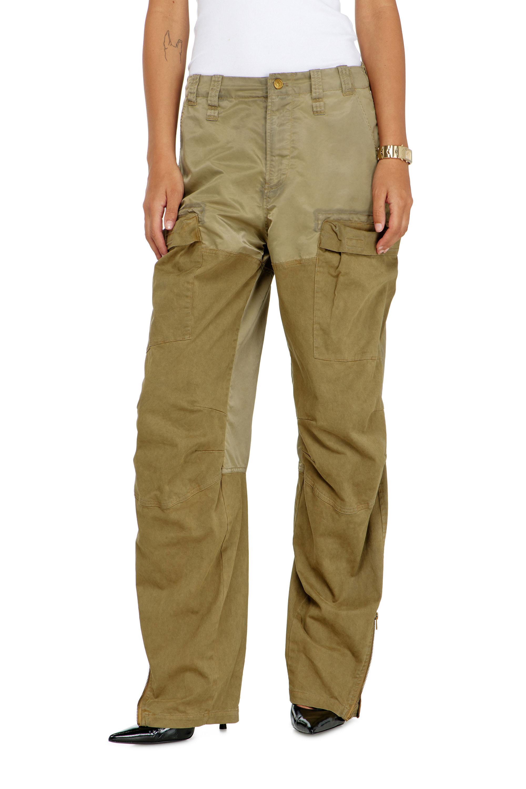 Diesel - P-ARKER, Pantalones cargo de algod&oacute;n y nailon Mujer in Verde - 2
