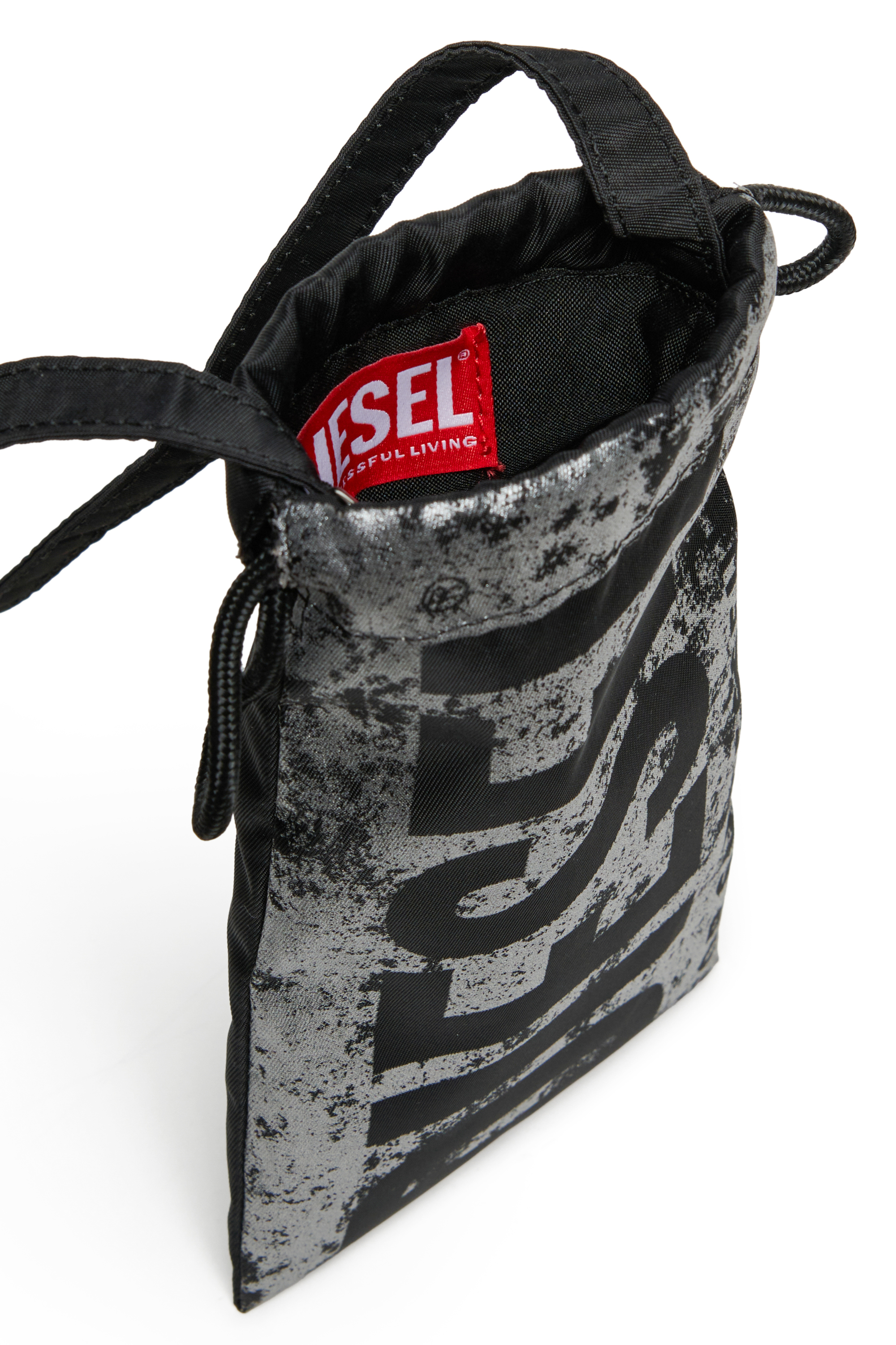 Diesel - WIXY, Bolso de tela con logotipo por toda la superficie Mujer in Negro - 3