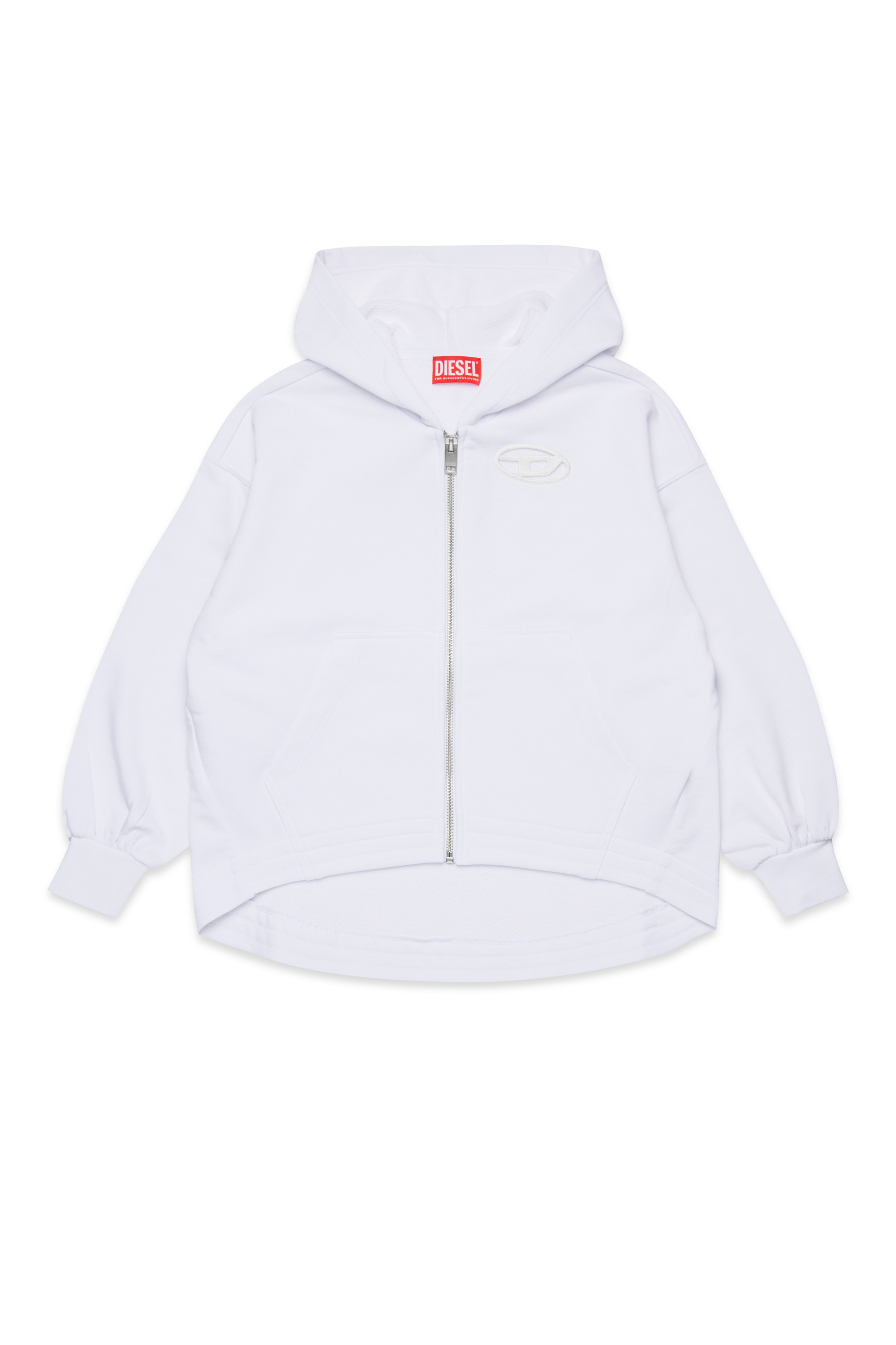 Diesel - SFPERU, Sudadera con capucha y cremallera con logotipo Oval D recortado Mujer in Blanco - 1