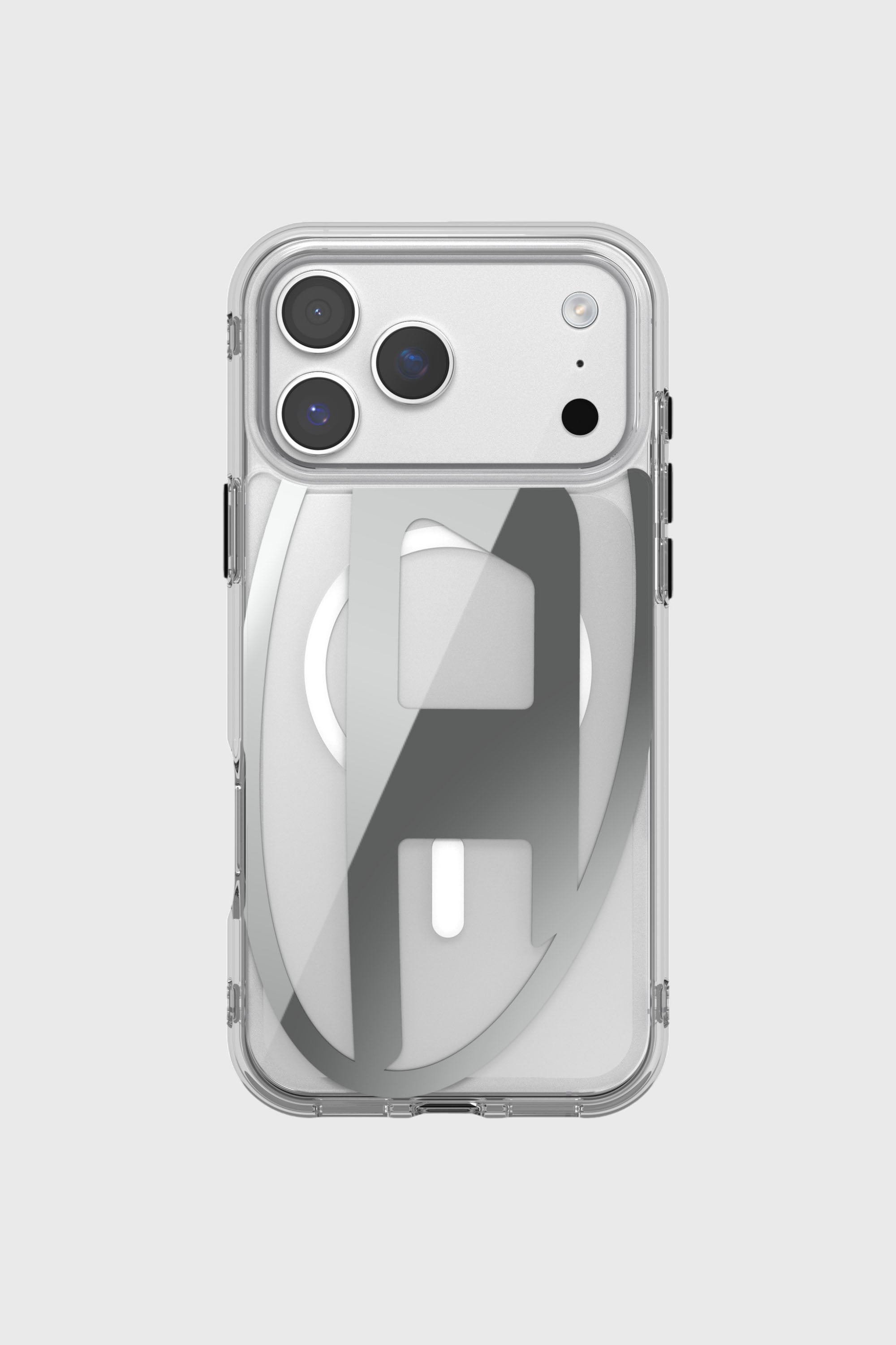 Diesel - 60414 AOP CASE, Funda met&aacute;lica Oval D con Magsafe para iPhone 17 Pro Max Unisex in Gris - 2