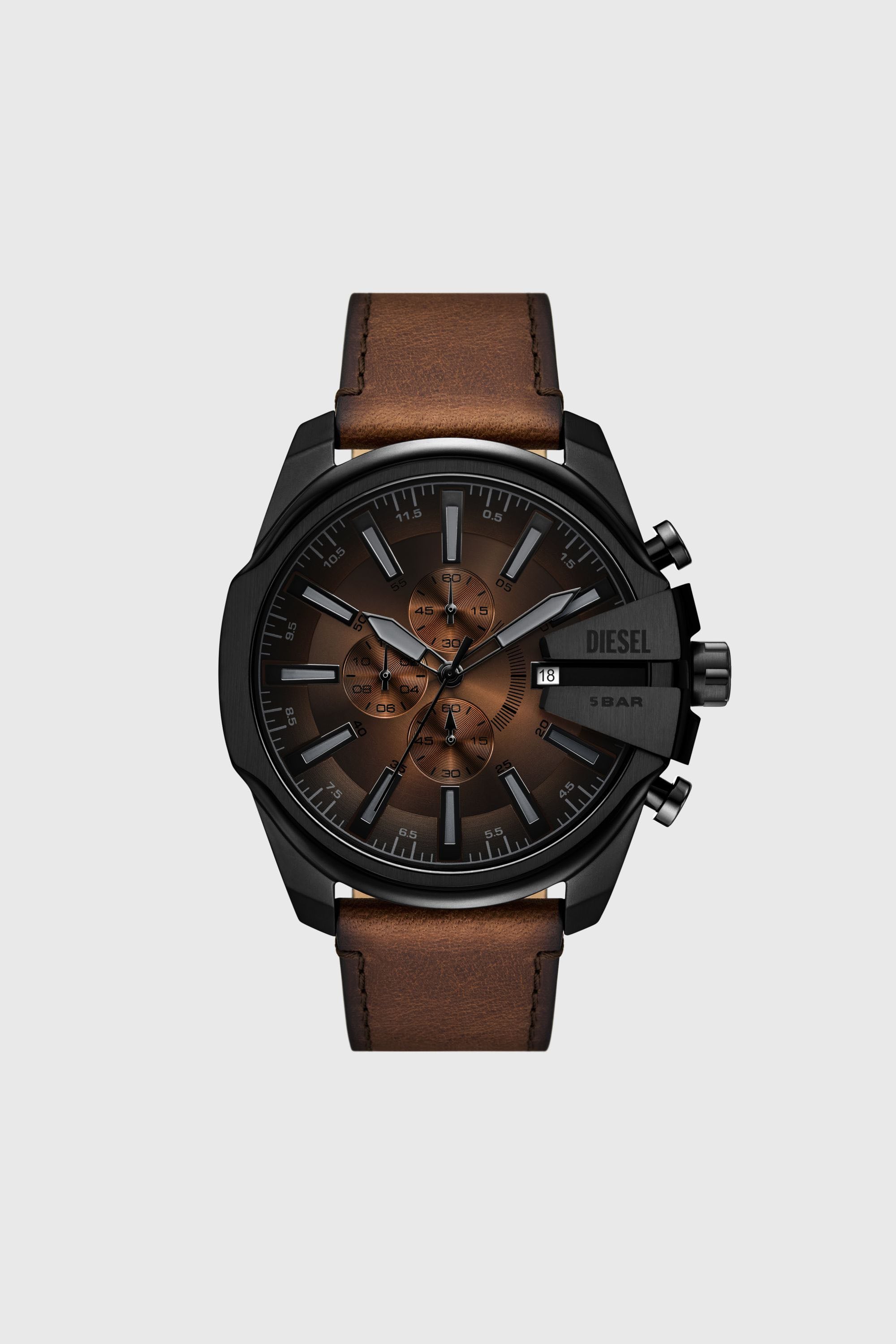 Diesel - DZ4692 WATCH, Reloj Mega Chief Slim de cuero marr&oacute;n Hombre in Marr&oacute;n - 1