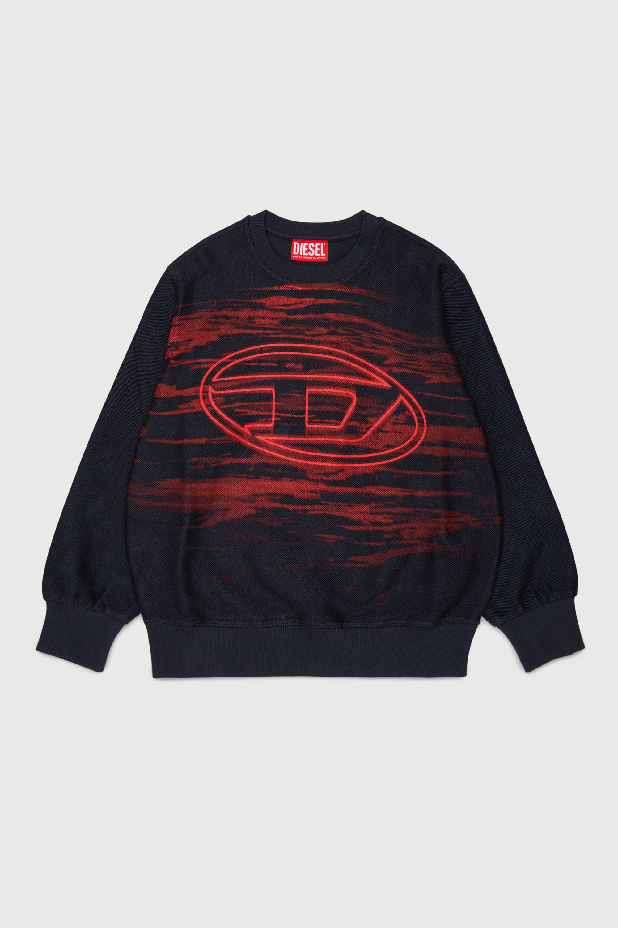 Diesel - SFRIT OVER, Sudadera con efecto de rayas y logo Oval D Hombre in Negro - 1